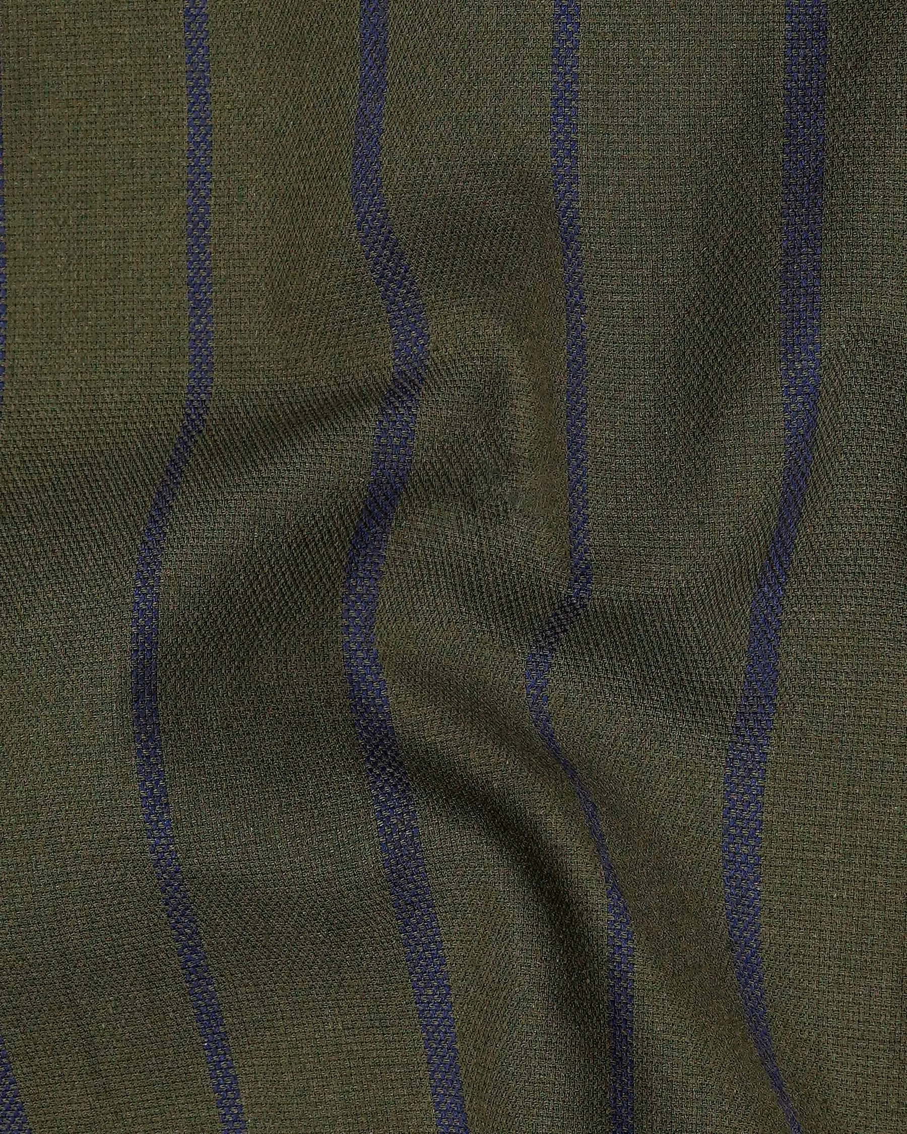 Taupe Green With Valhalla Blue Striped Dobby Textured Premium Giza Cotton Shirt sold by French Crown product image thumbnail 2