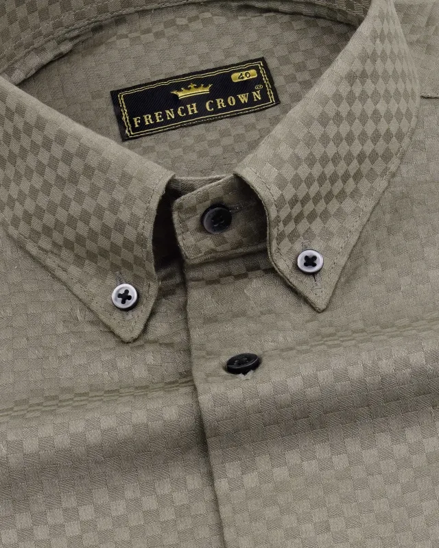 Concord Green Checked Dobby Textured Premium Giza Cotton Shirt sold by French Crown