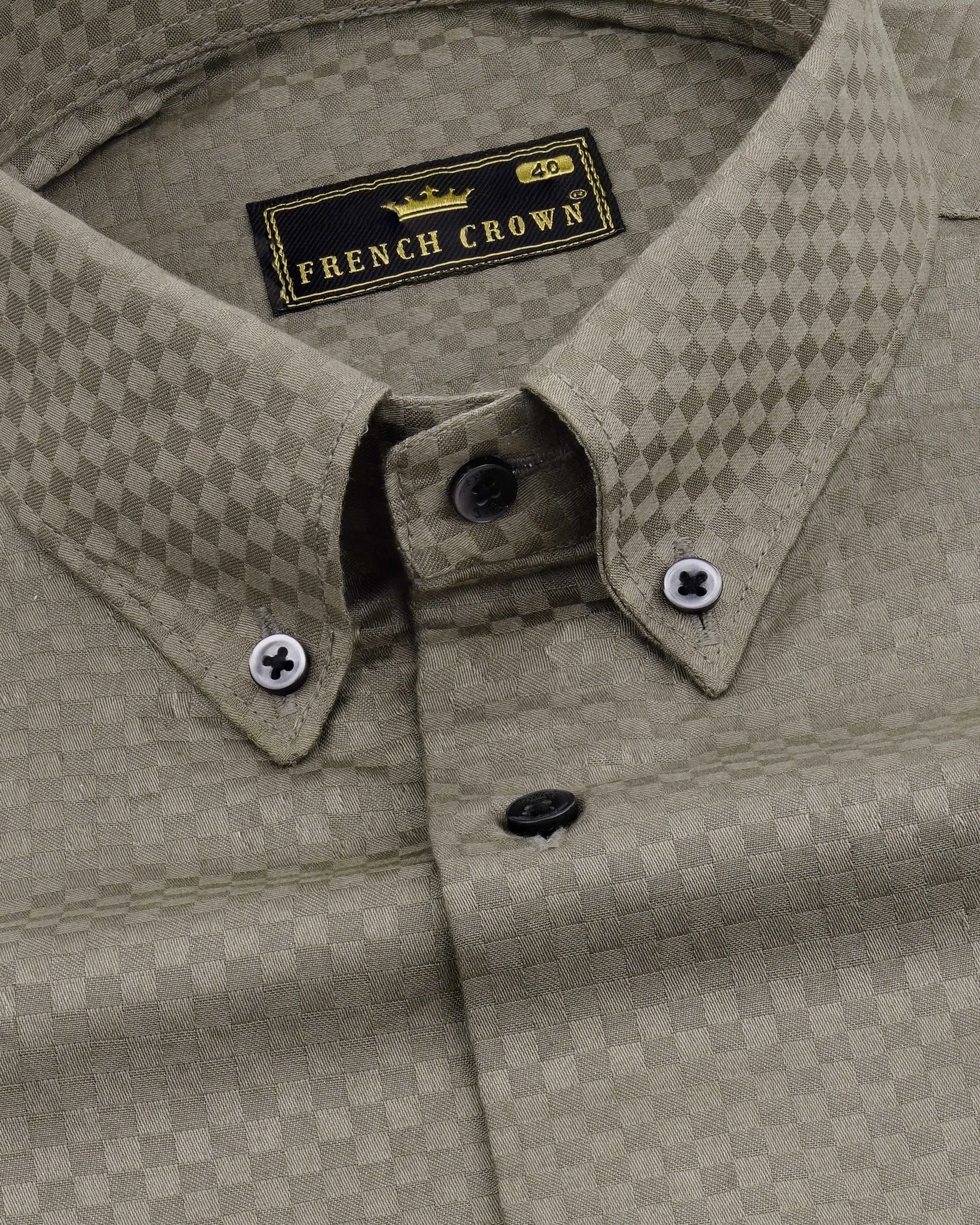 Concord Green Checked Dobby Textured Premium Giza Cotton Shirt sold by French Crown