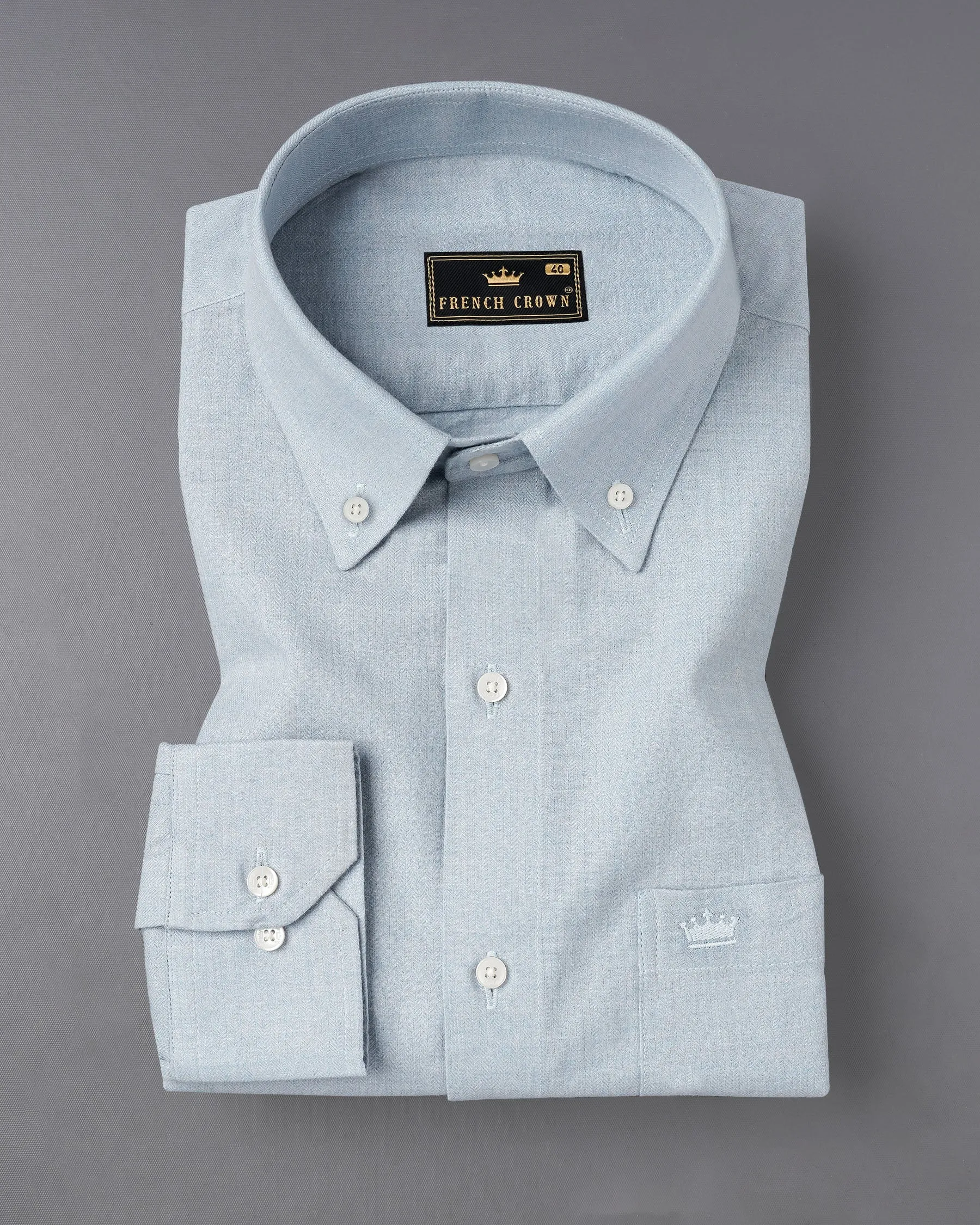 Mischka Blue Dobby Textured Premium Giza Cotton Shirt sold by French Crown product image thumbnail 3