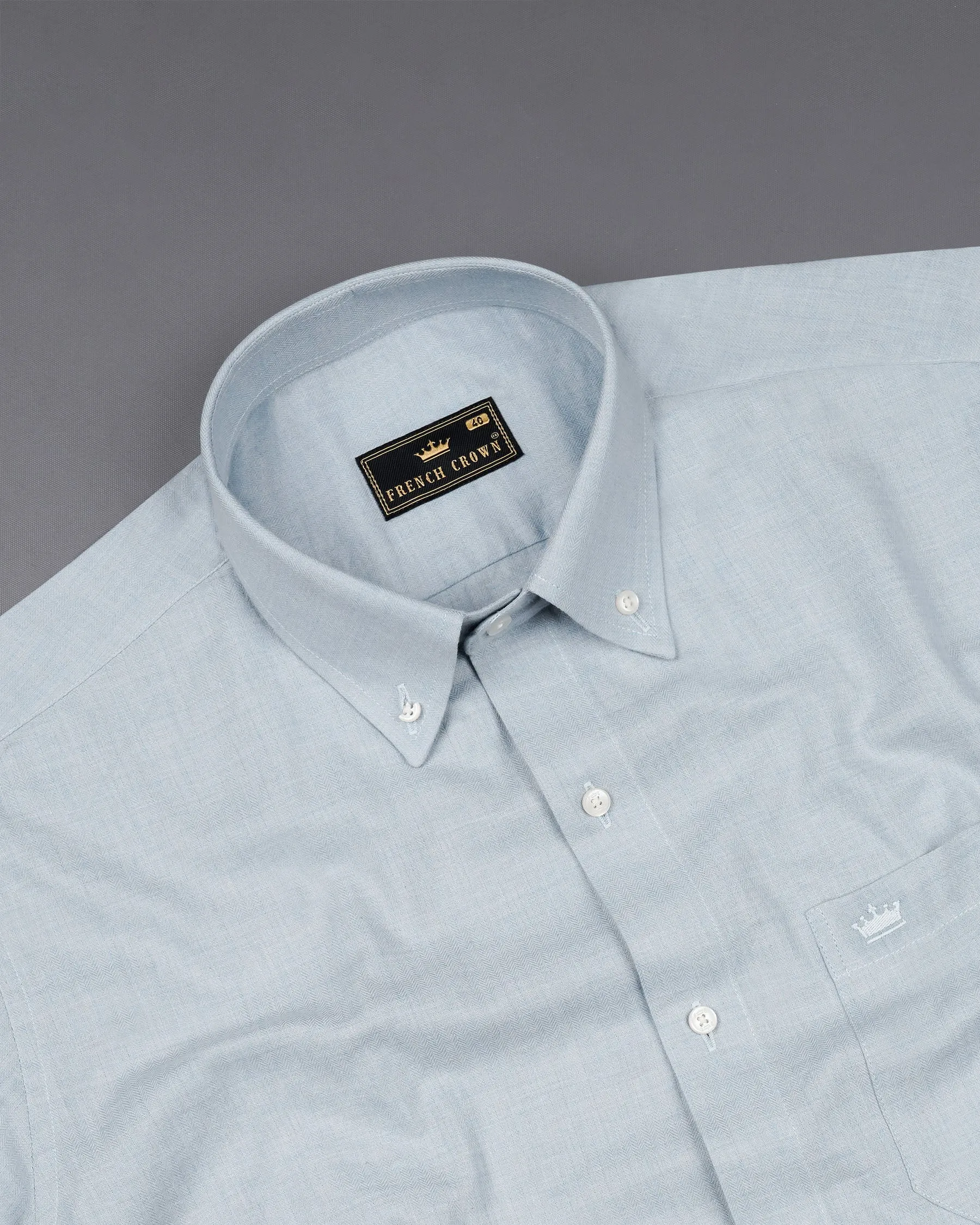 Mischka Blue Dobby Textured Premium Giza Cotton Shirt sold by French Crown product image thumbnail 4