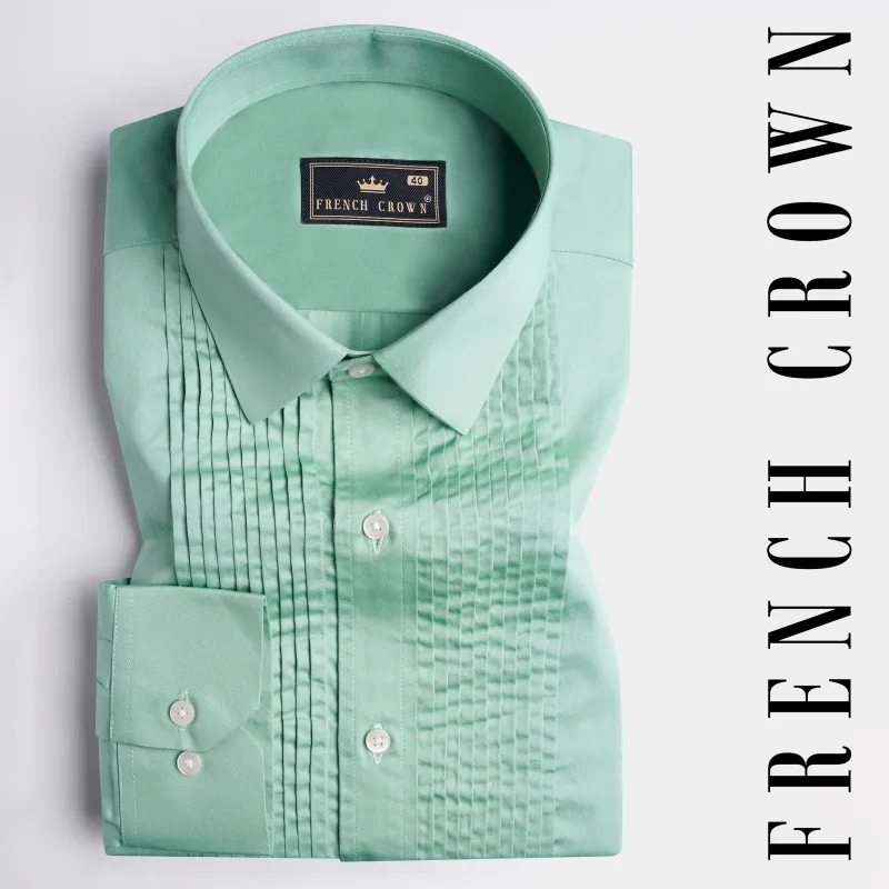 Gulf Stream Green Subtle Sheen Super Soft Premium Cotton Tuxedo Shirt sold by French Crown