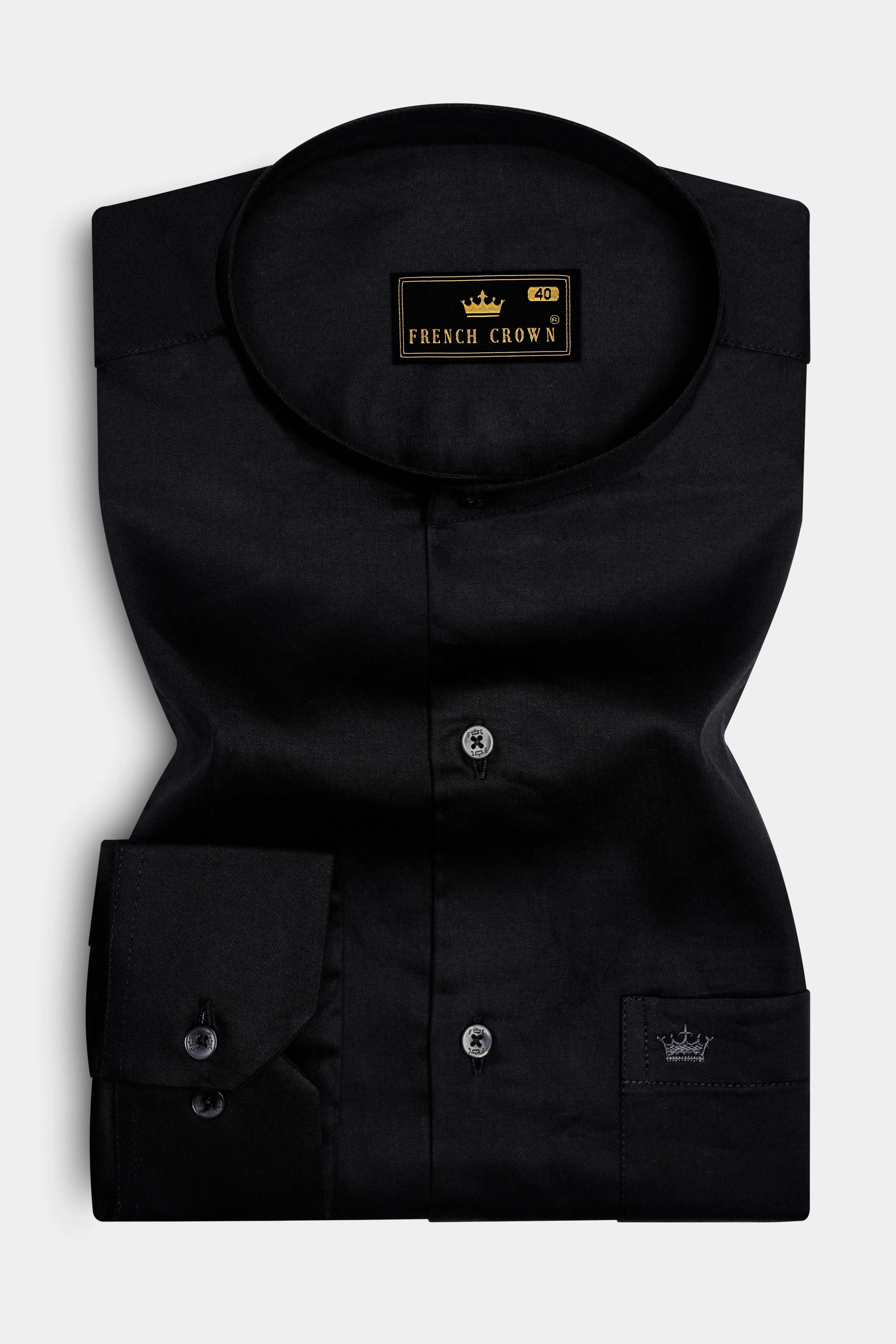 Jade Black Super Soft Giza Cotton Shirt sold by French Crown product image thumbnail 4