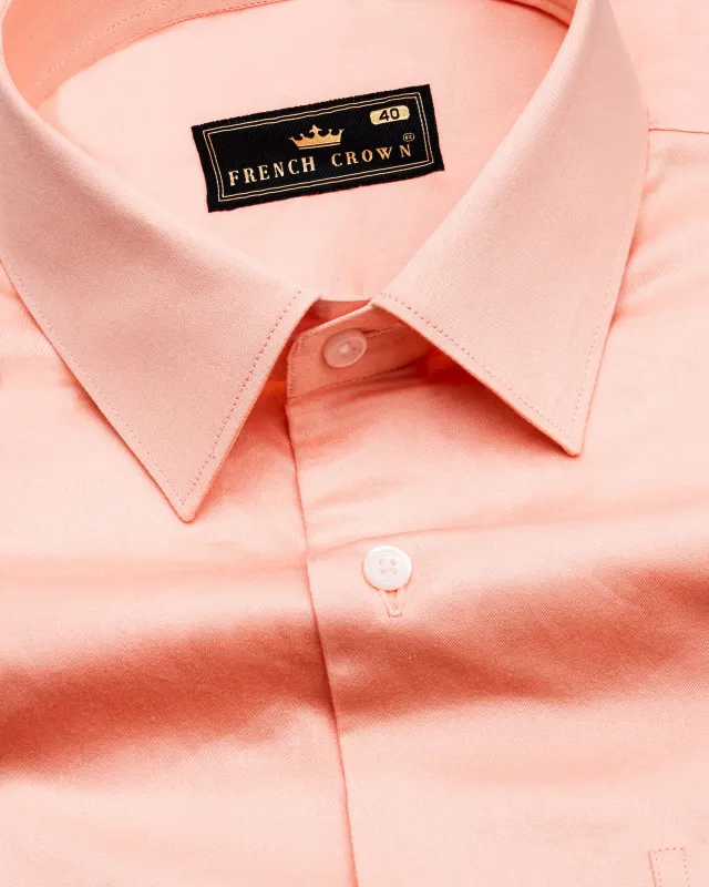 Melon Peach Subtle Sheen Super Soft Premium Cotton Shirt sold by French Crown