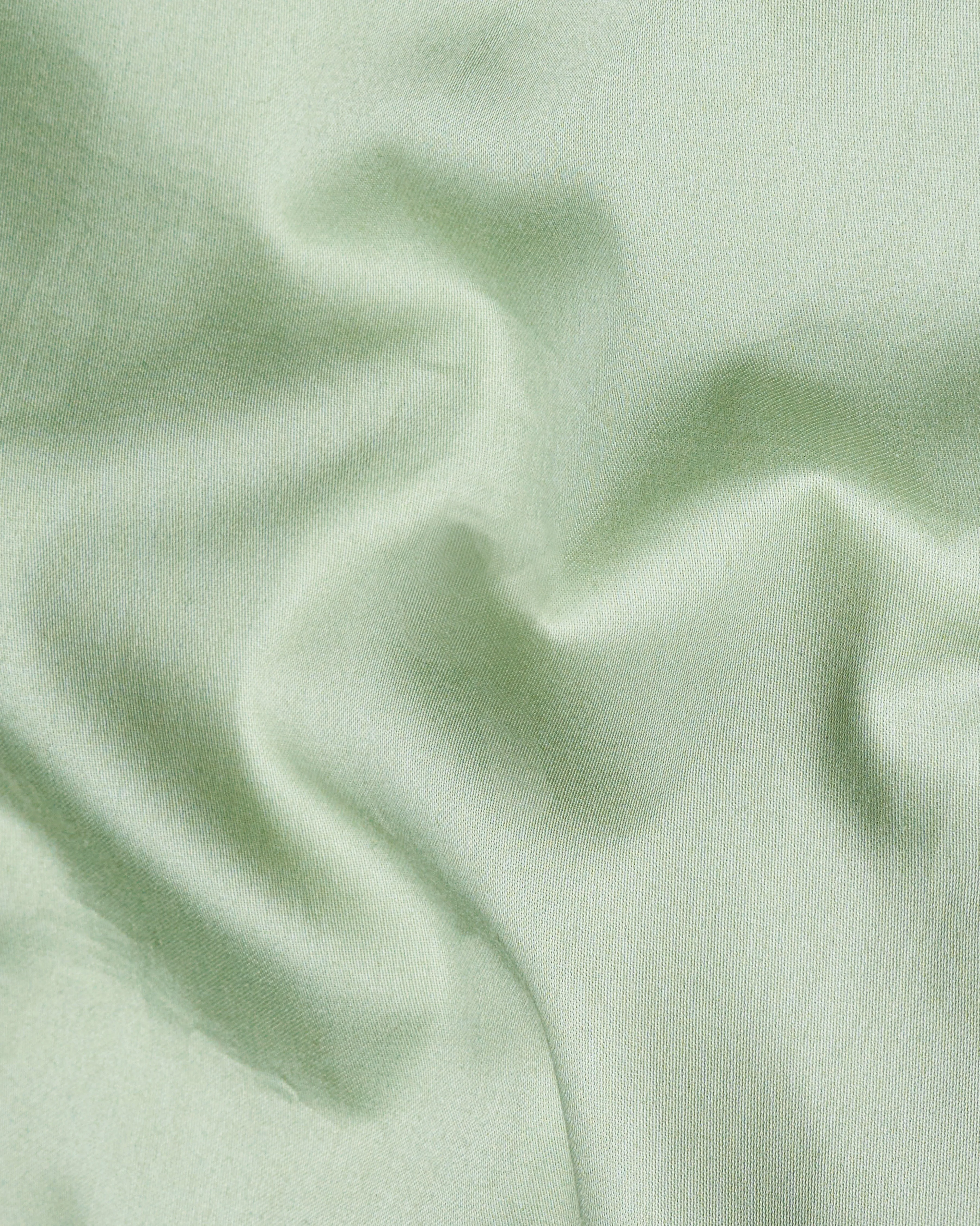 Coriander Green Subtle Sheen Snake Pleated Super Soft Premium Cotton Tuxedo Shirt sold by French Crown product image thumbnail 3