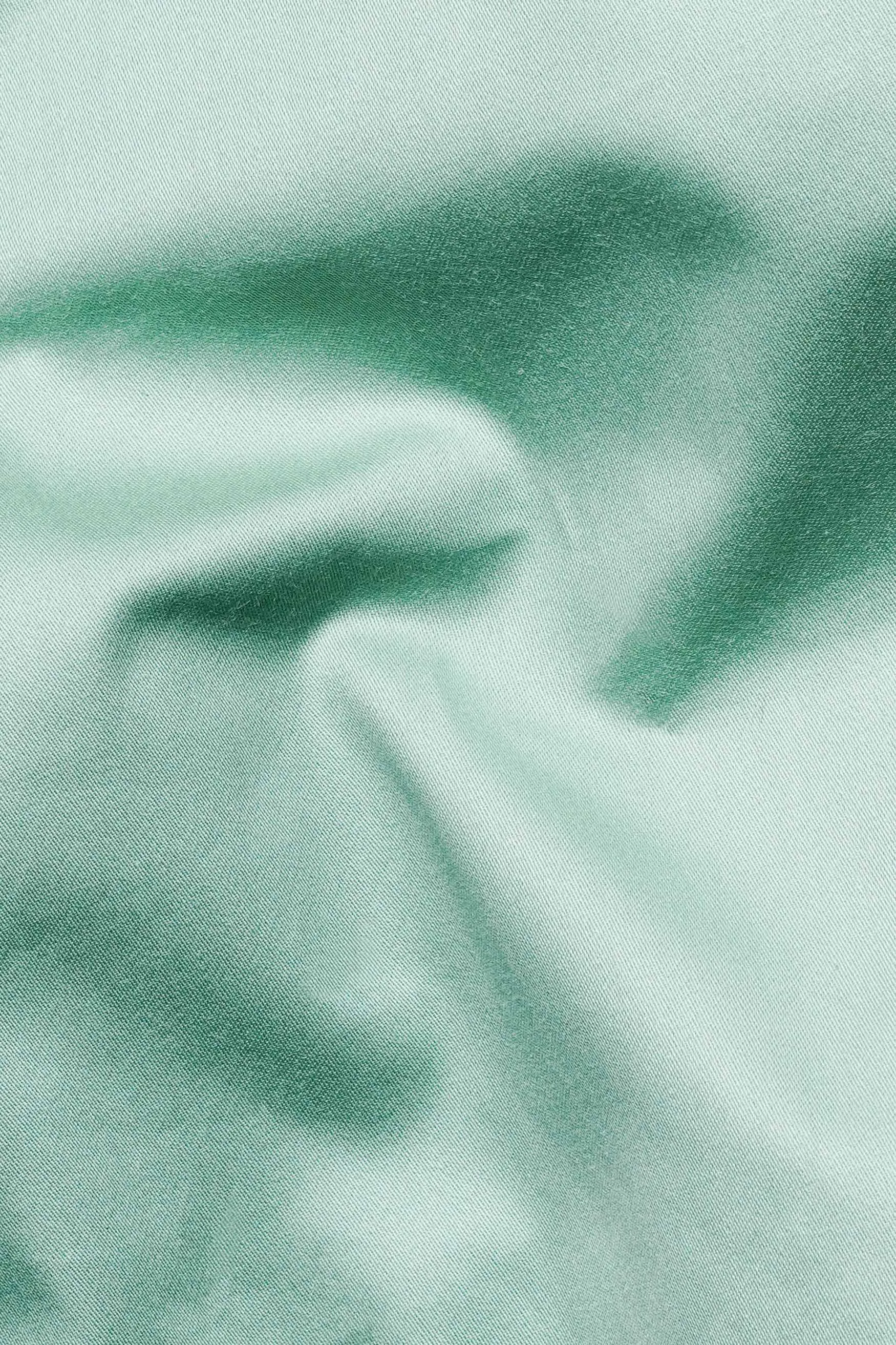 Gulf Stream Green Subtle Sheen Super Soft Premium Cotton Mandarin Shirt sold by French Crown product image thumbnail 2
