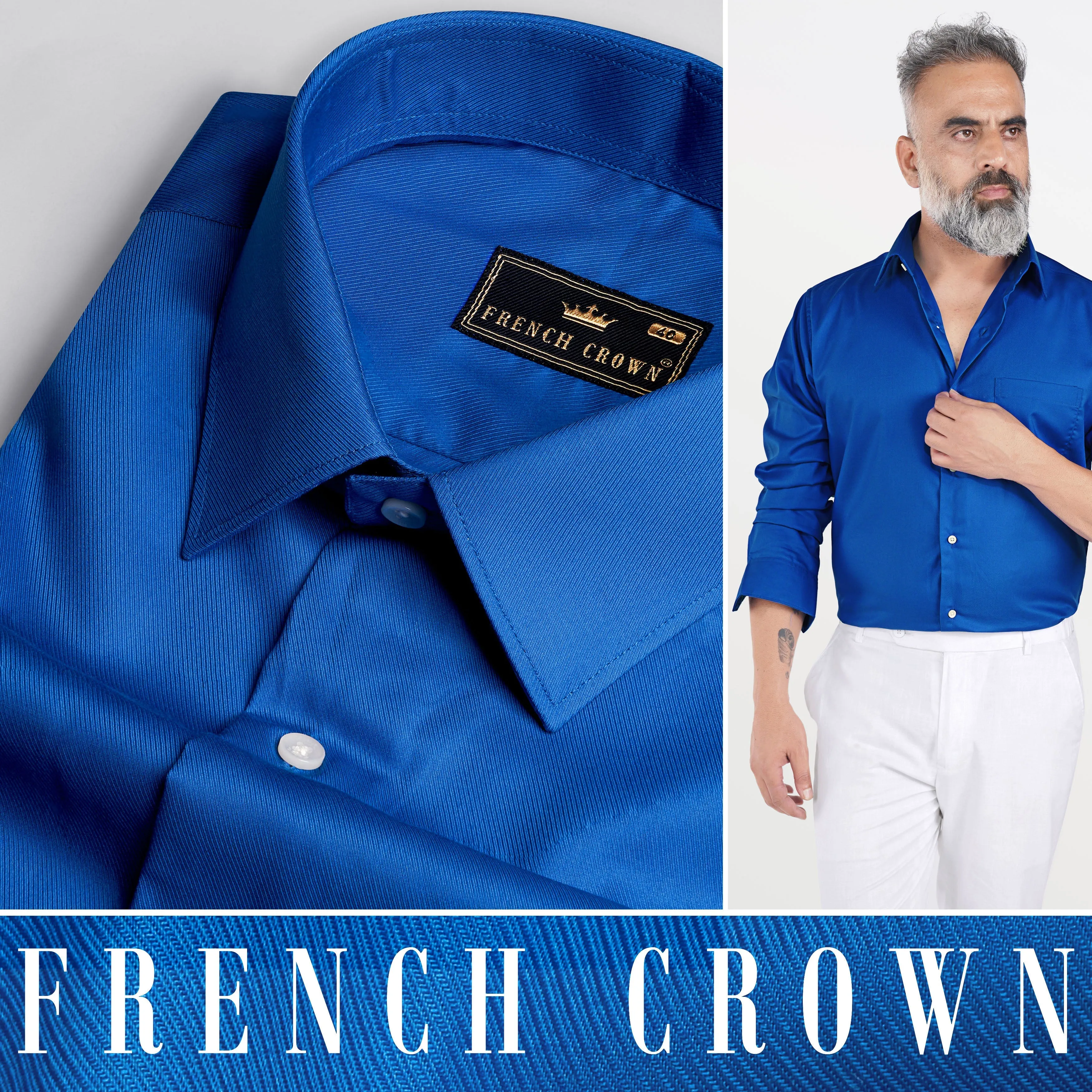 Tory Blue Twill Premium Cotton Shirt sold by French Crown product image thumbnail 5