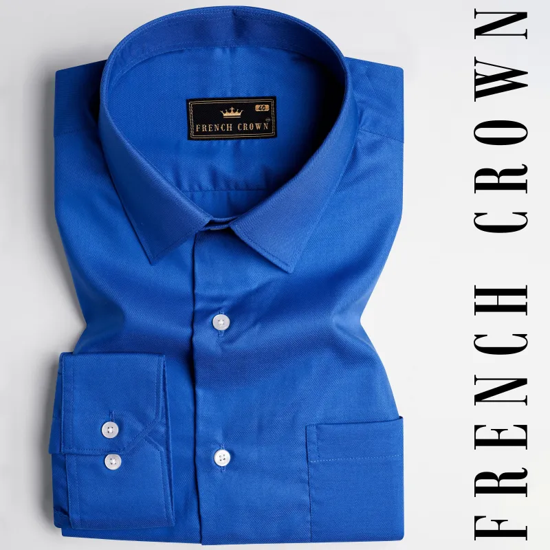 Tory Blue Twill Premium Cotton Shirt made by French Crown
