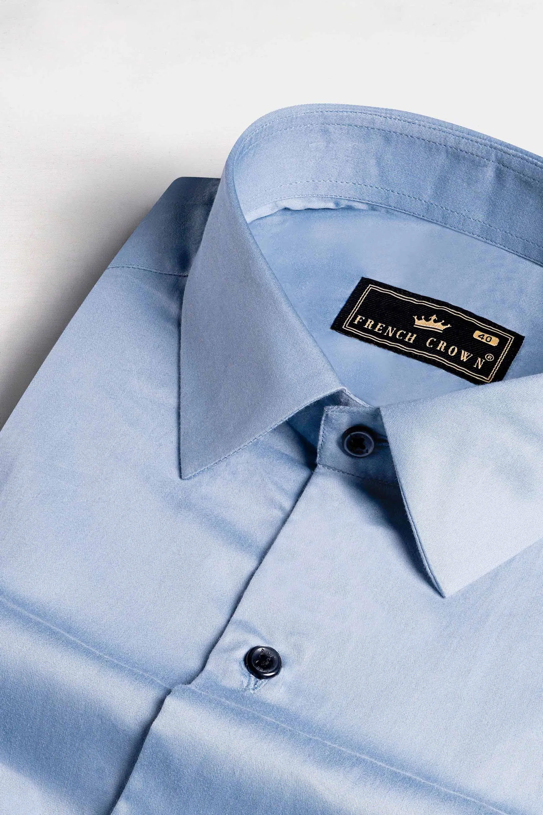 Periwinkle Blue Subtle Sheen Super Soft Premium Cotton Shirt sold by French Crown