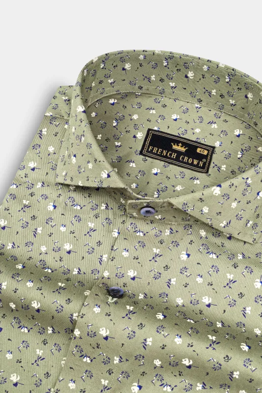 Sage Green Floral Printed Super Soft Premium Cotton Shirt sold by French Crown