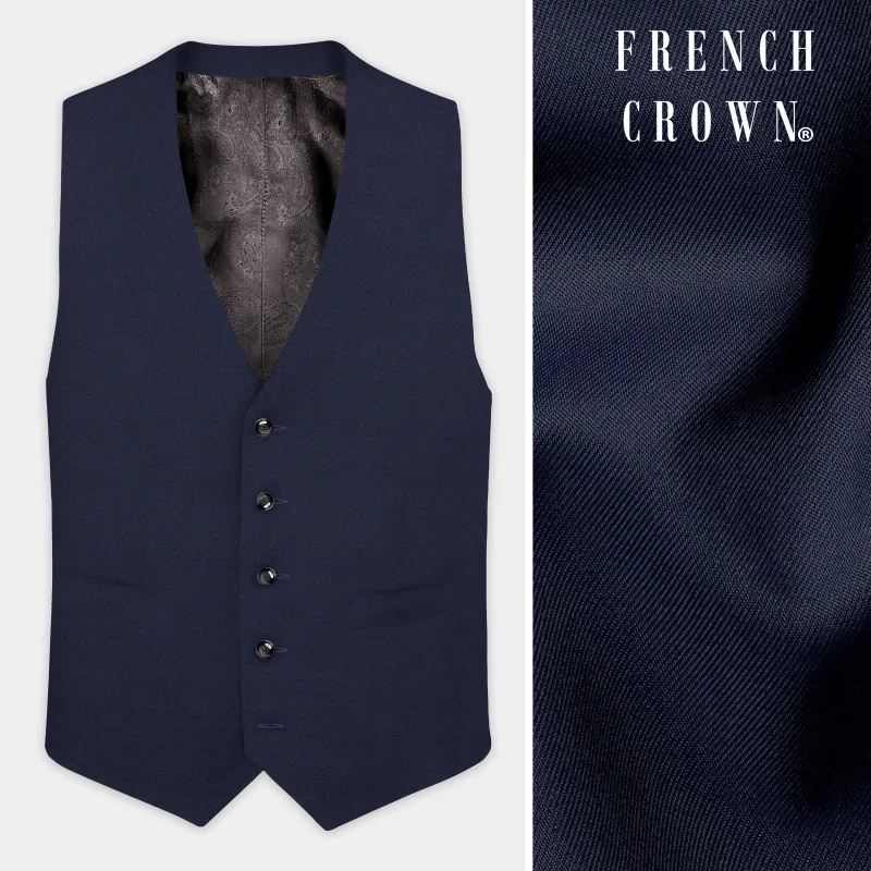 Space Cadet Blue Wool Rich Waistcoat sold by French Crown