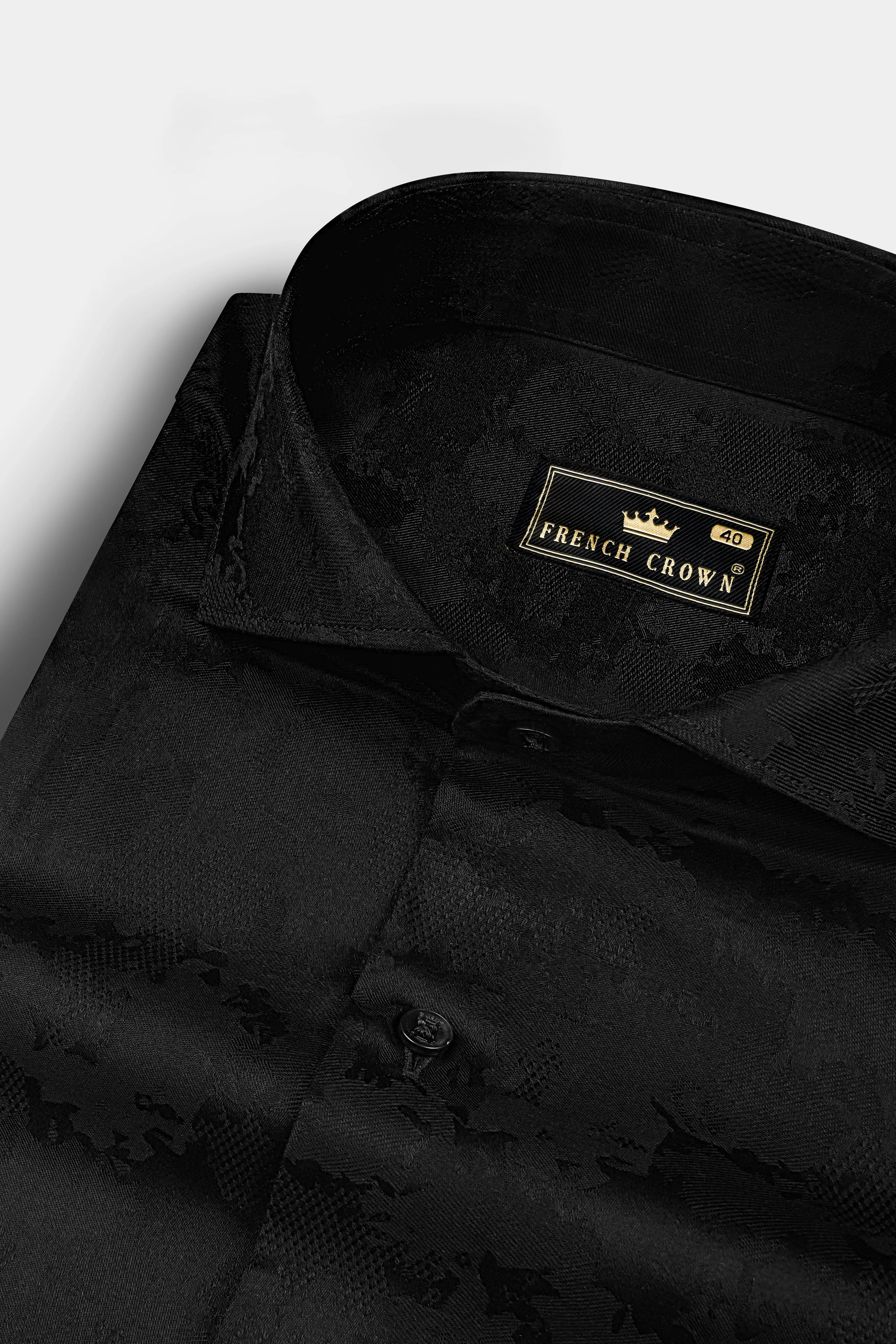 Jade Black Jacquard Textured Premium Cotton Shirt sold by French Crown