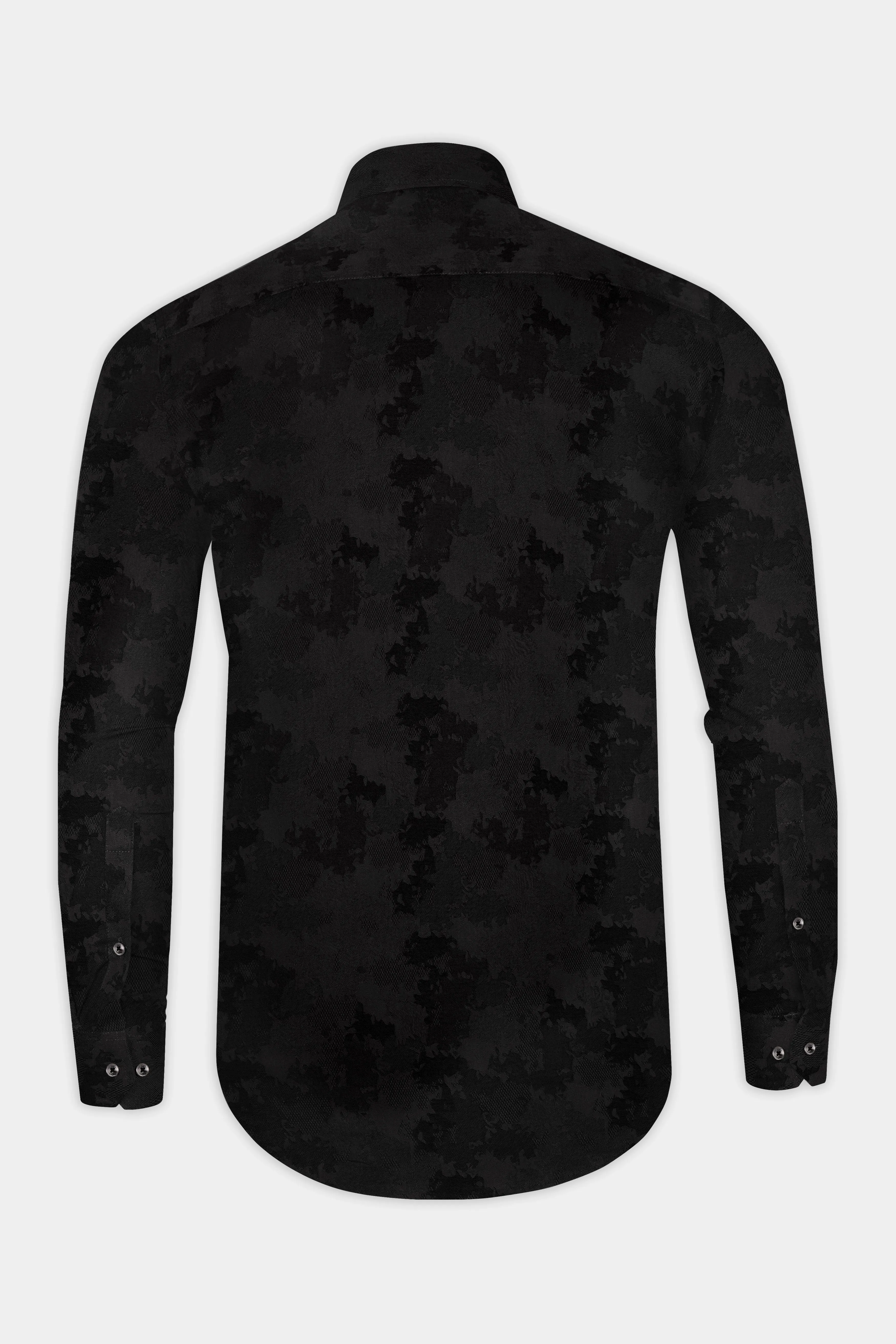 Jade Black Jacquard Textured Premium Cotton Shirt sold by French Crown product image thumbnail 5
