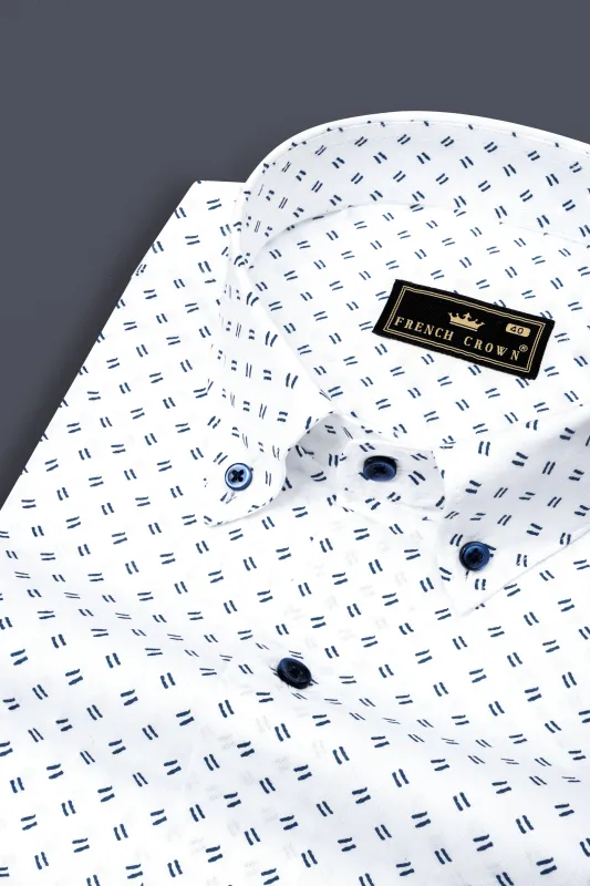 Bright White and Blue Print Super Soft Premium Cotton Shirt sold by French Crown