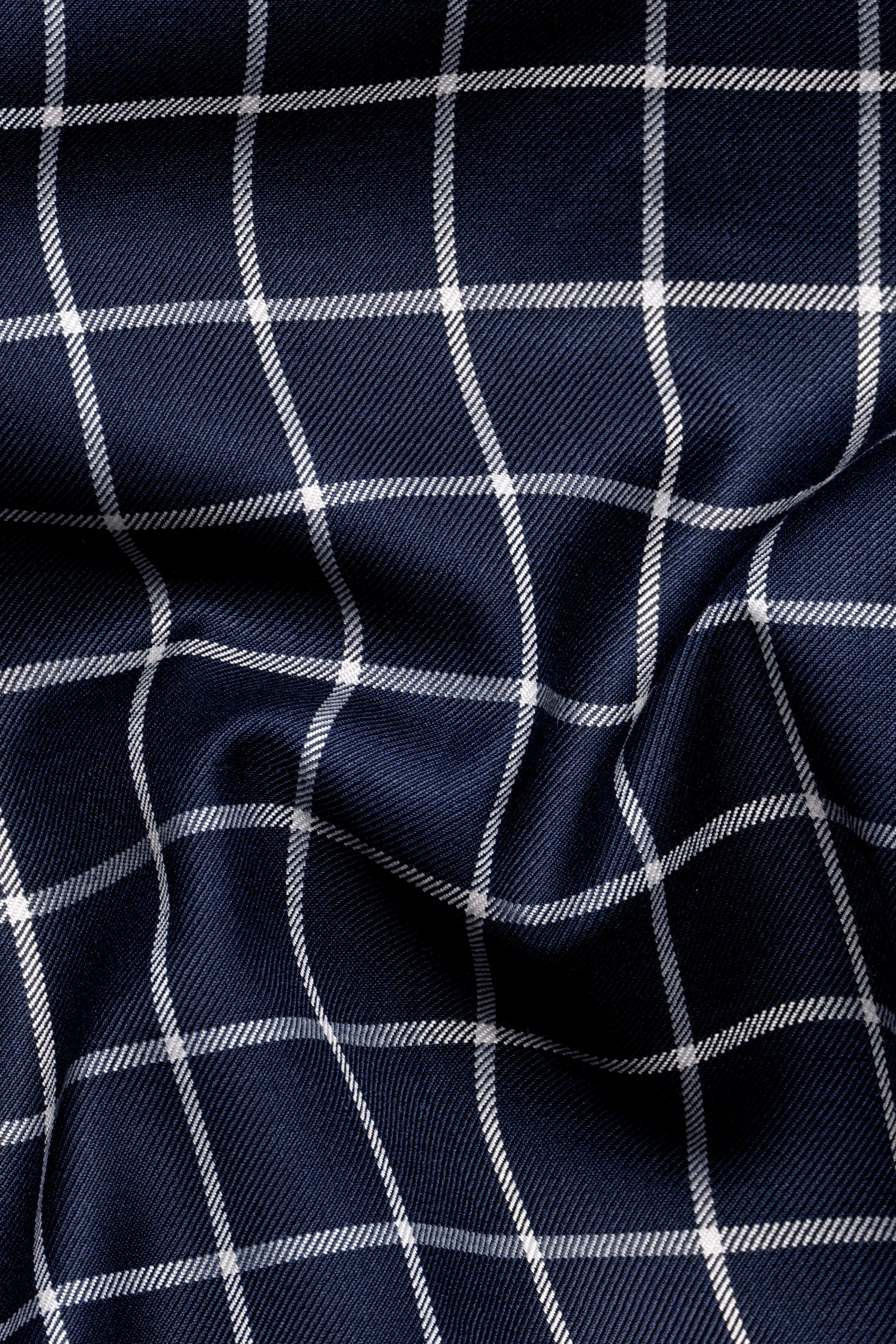 Admiral Blue and White Windowpane Wool Rich Pant sold by French Crown product image thumbnail 3