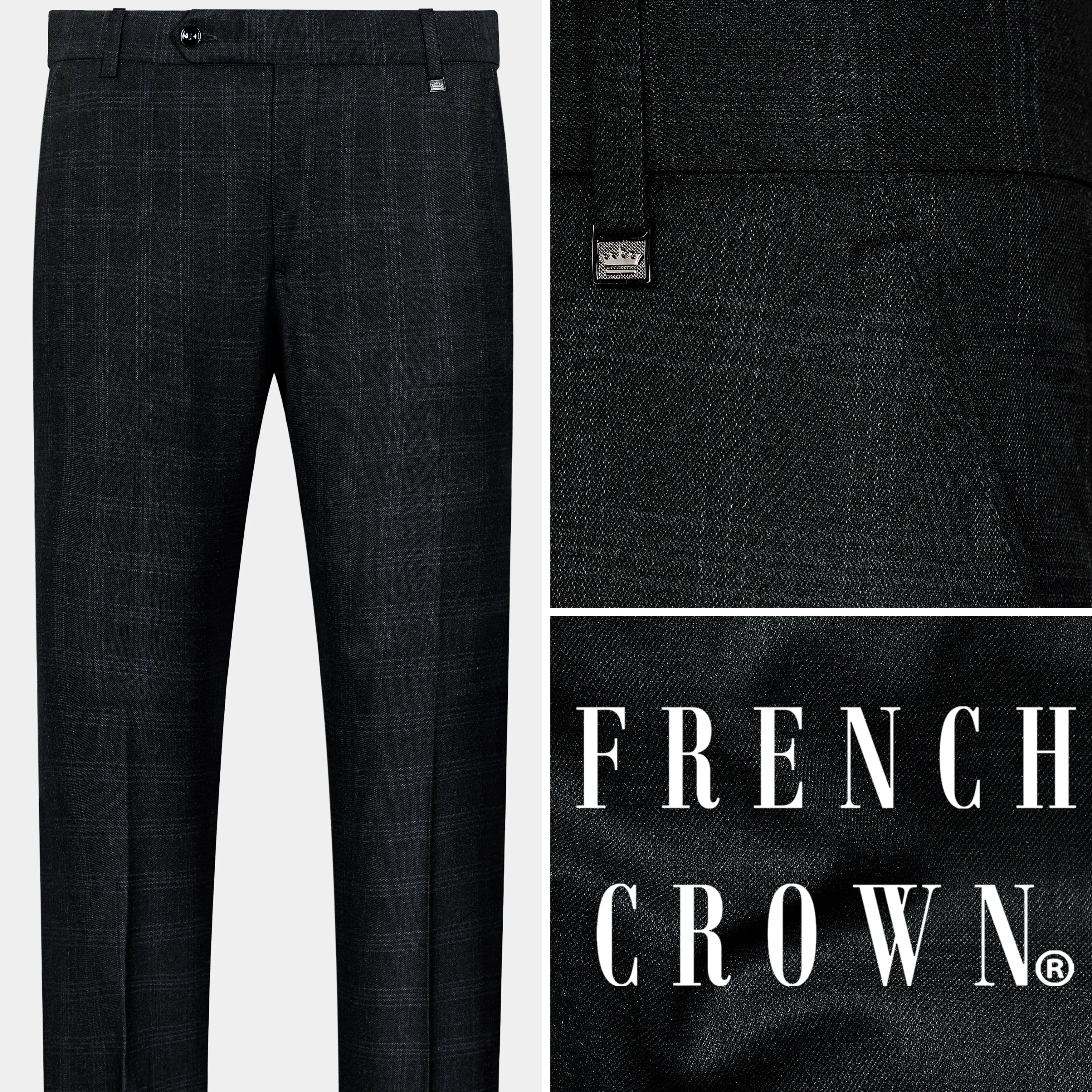 Charade Gray Plaid Wool Rich Pant sold by French Crown