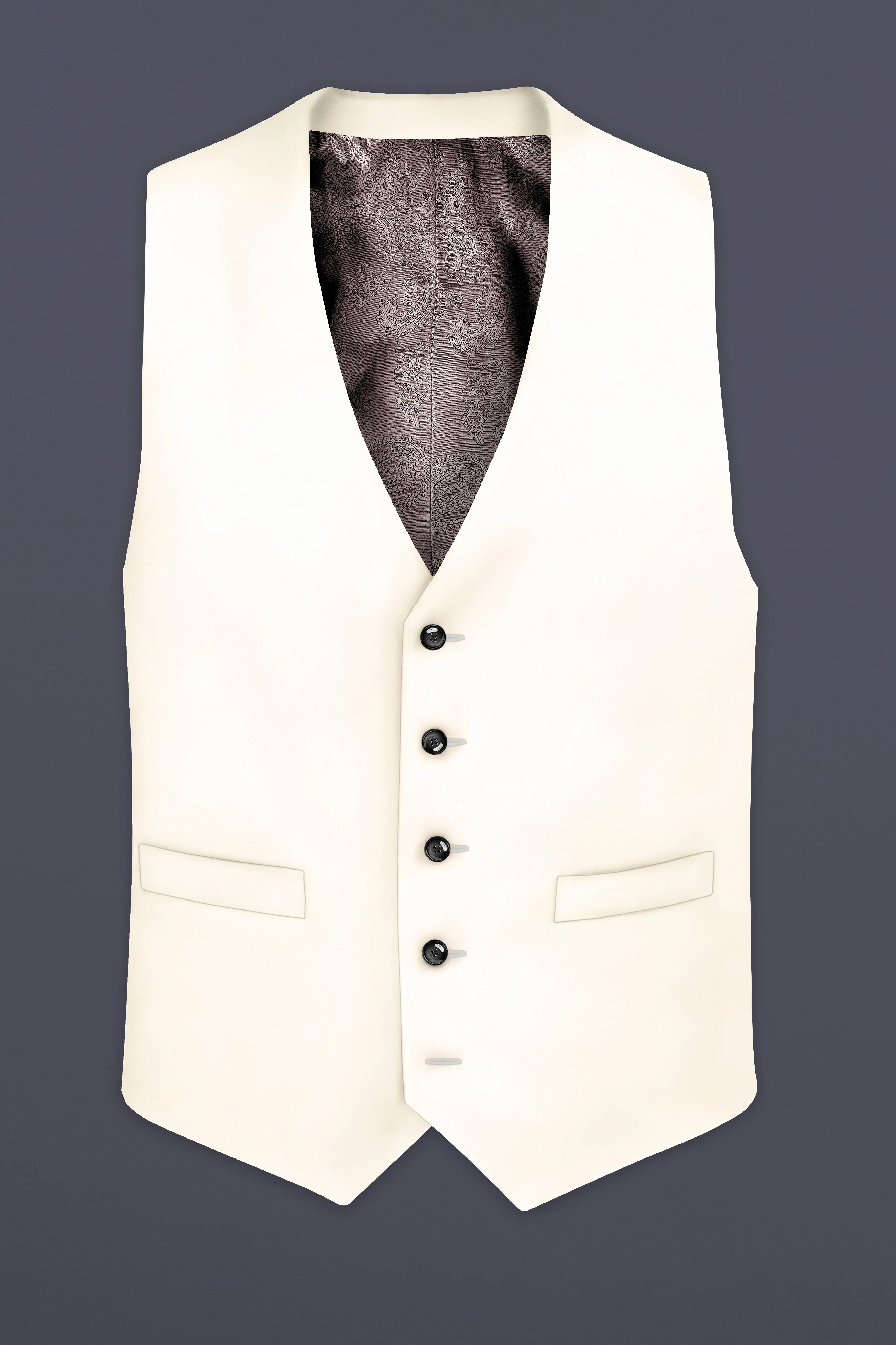 Swizzle Cream Solid Cotton Waistcoat sold by French Crown product image thumbnail 2