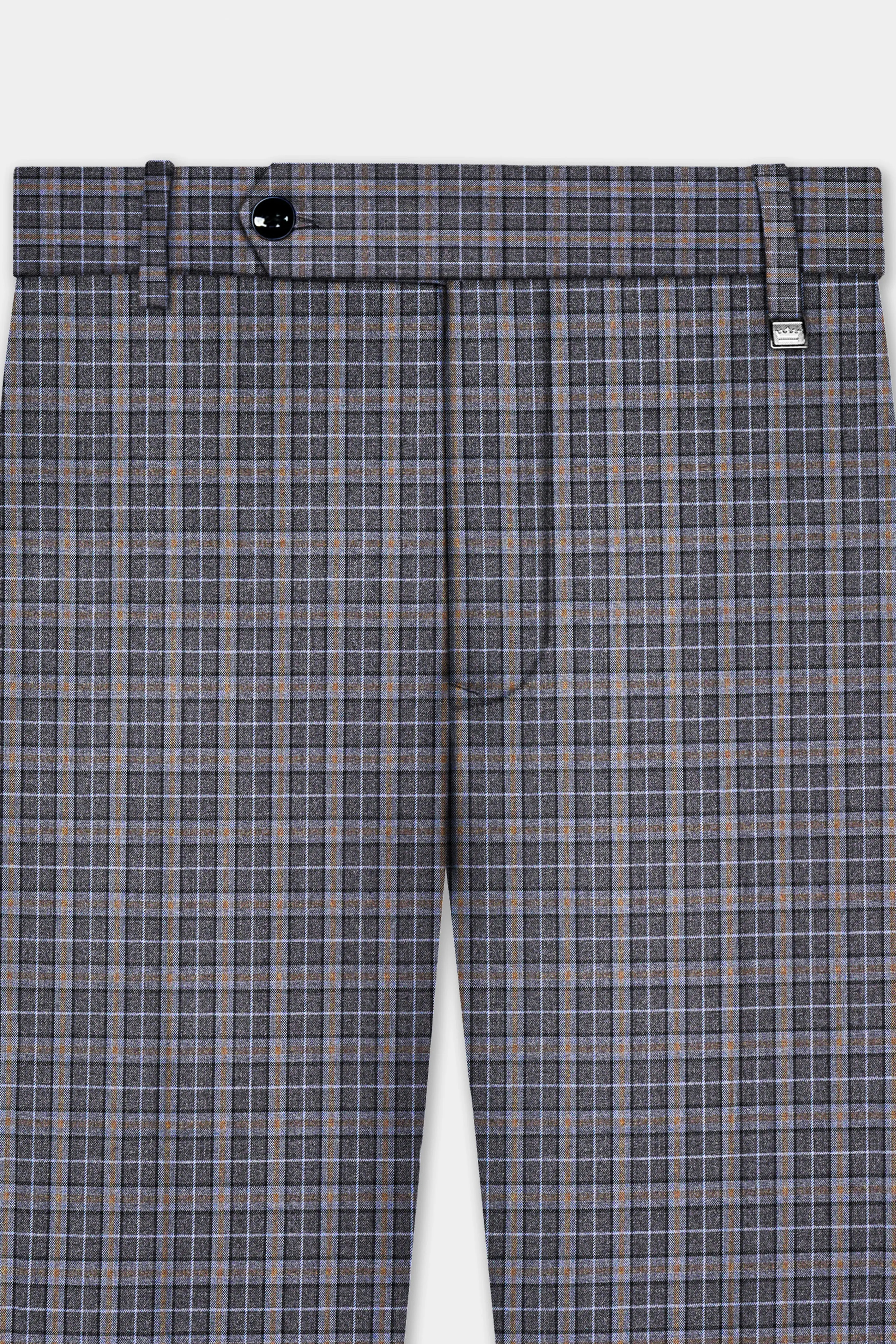 Smokey Gray Plaid Wool Blend Stretchable Waistband Pant sold by French Crown product image thumbnail 4
