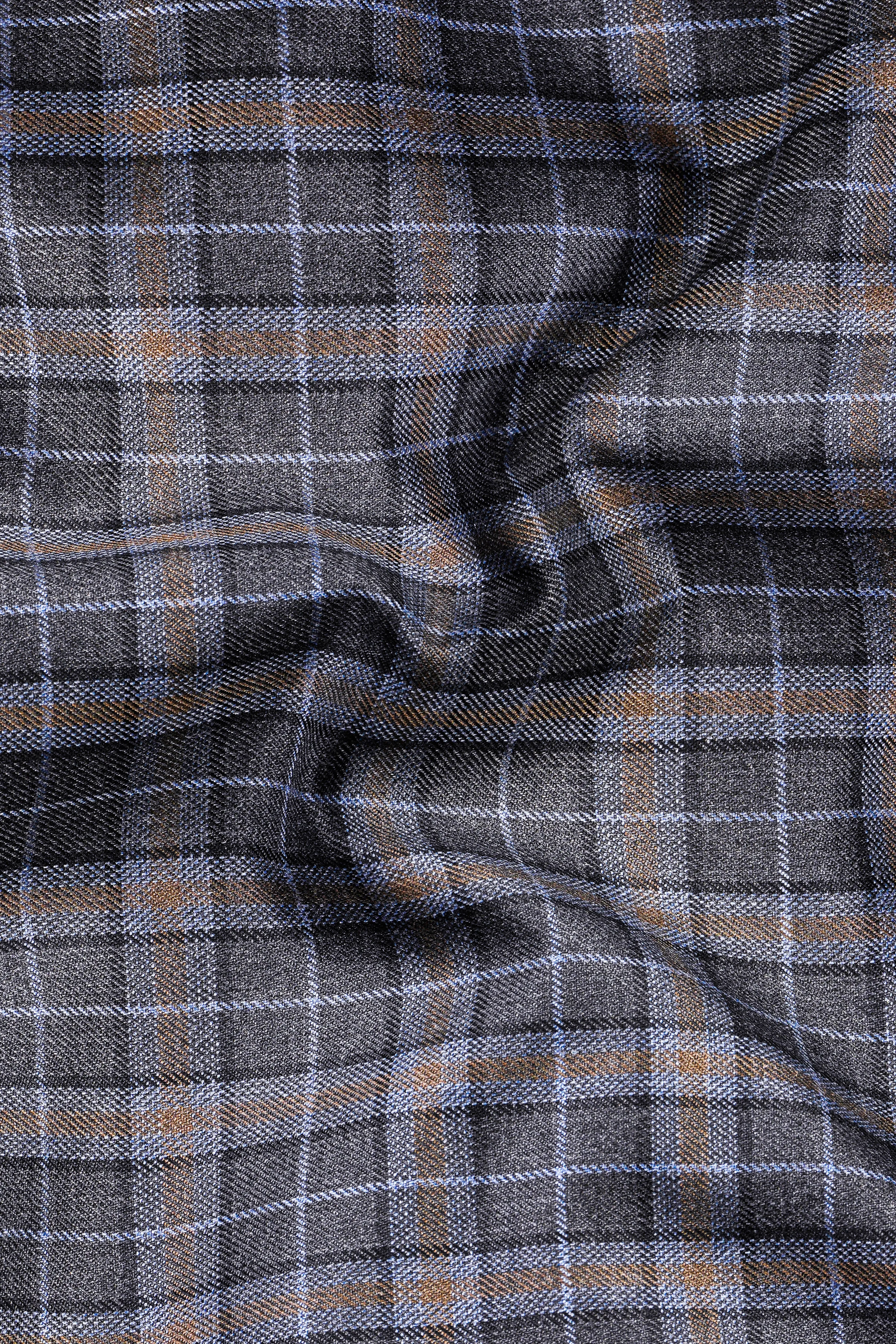 Smokey Gray Plaid Wool Blend Stretchable Waistband Pant sold by French Crown product image thumbnail 3