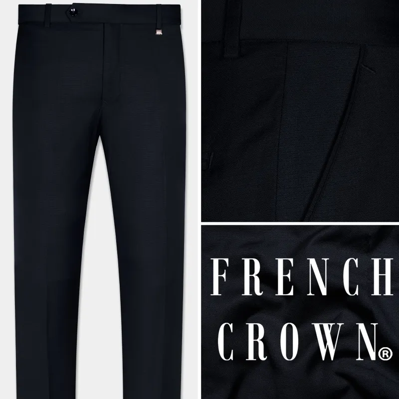 Cinder Blue Textured Wool Rich Pant sold by French Crown