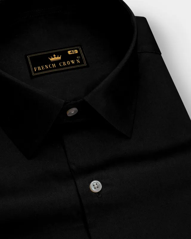 Jade Black Subtle Sheen Super Soft Premium Cotton Shirt sold by French Crown
