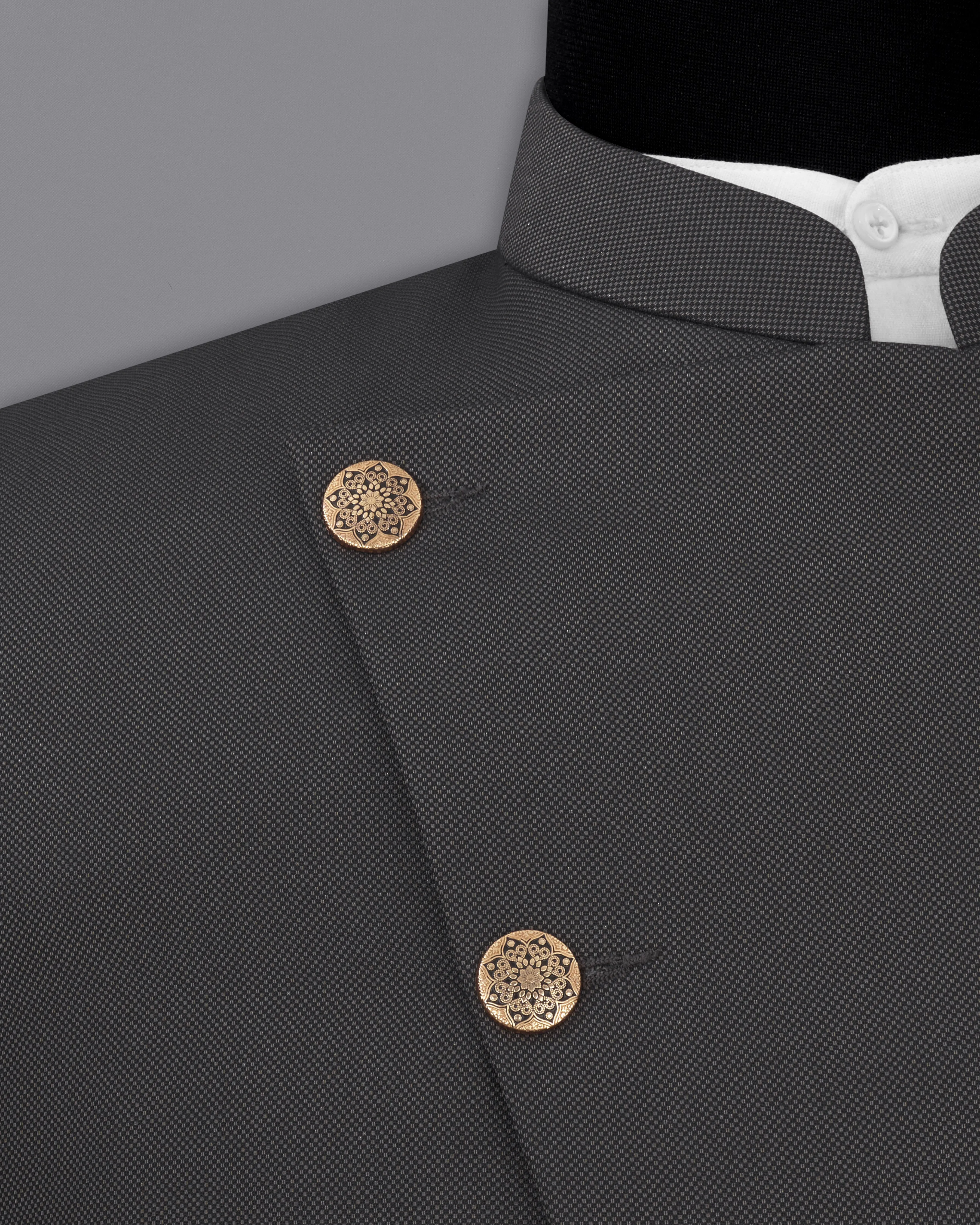Fuscous Gray Cross Placket Bandhgala Suit sold by French Crown product image thumbnail 5