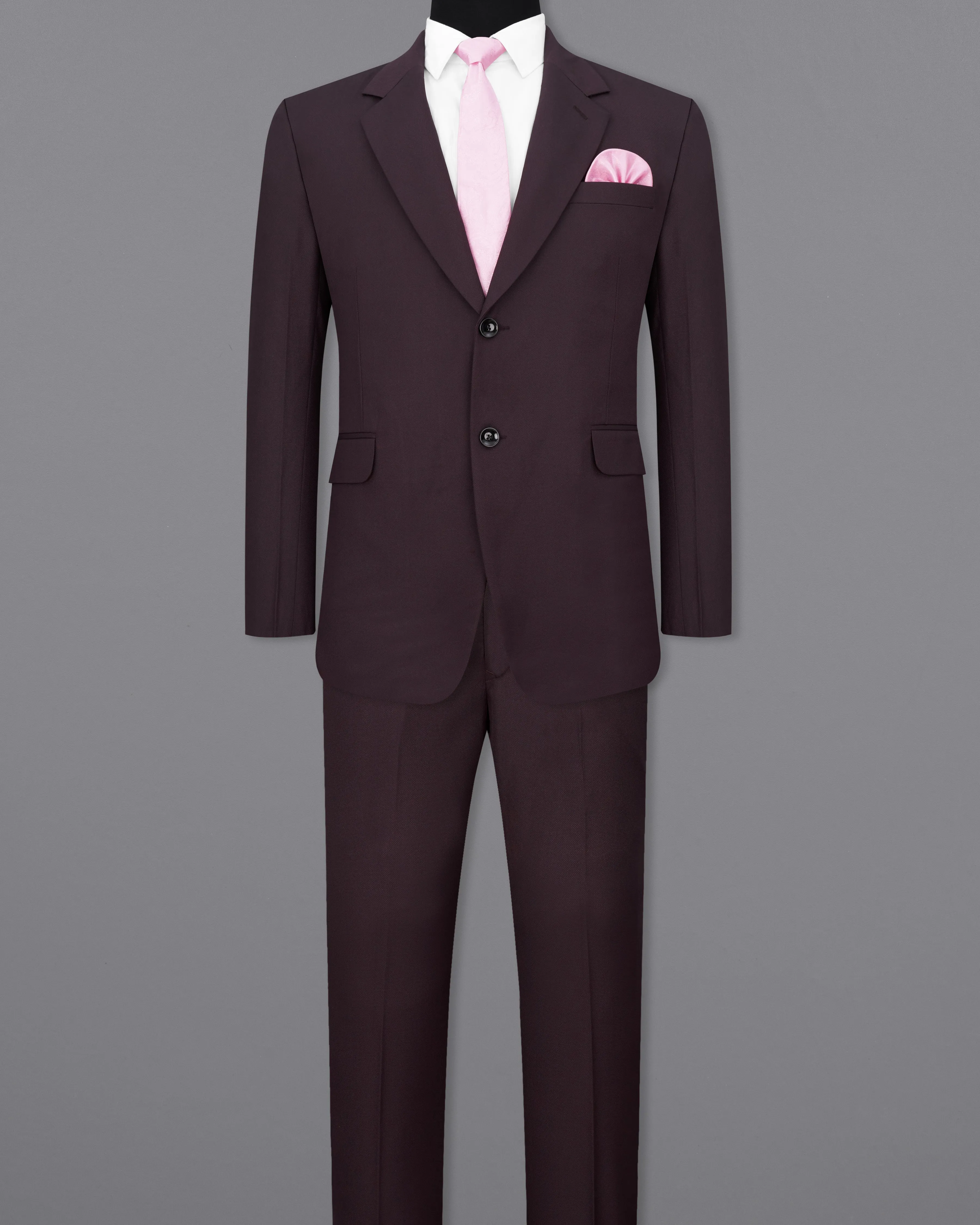 Aubergine Maroon Single Breasted Suit sold by French Crown product image thumbnail 4