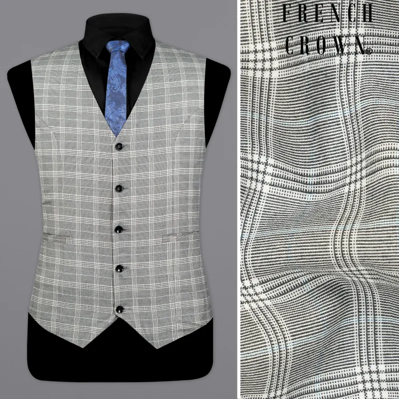 Bronco Gray and White Plaid Waistcoat sold by French Crown