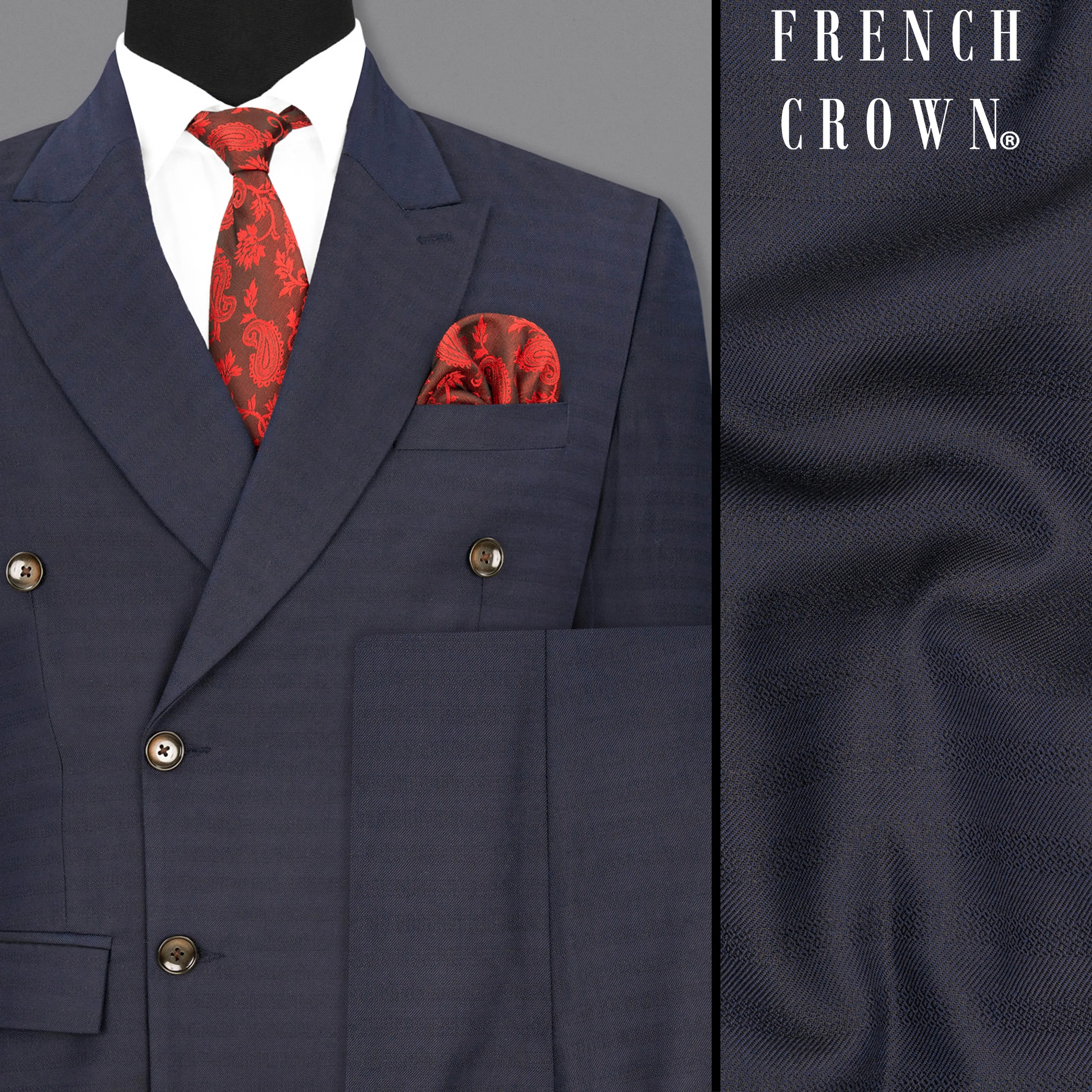 Tuna Blue Double Breasted Suit sold by French Crown