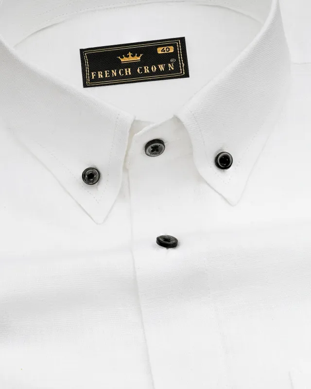 Bright White Luxurious Linen Shirt sold by French Crown