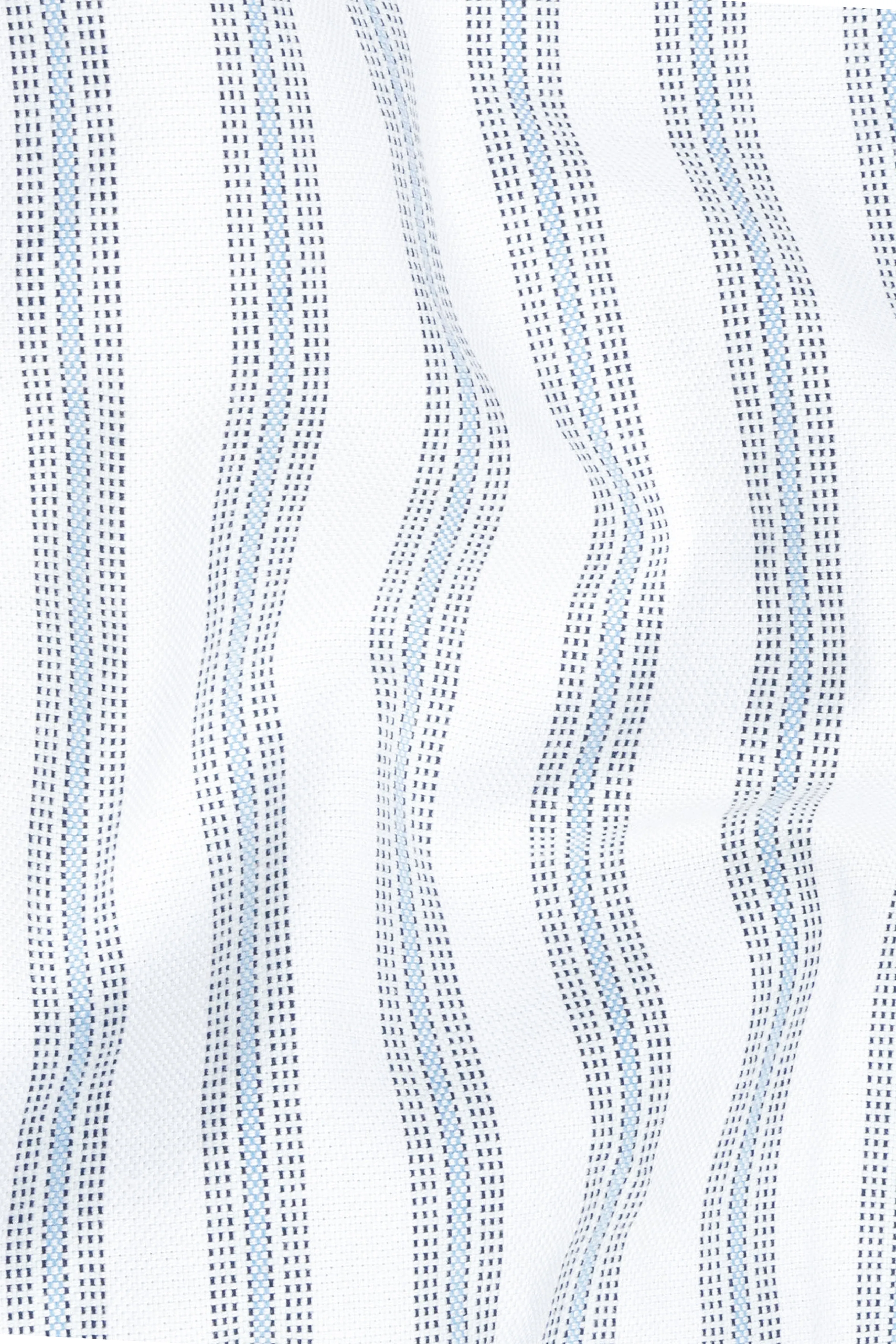 Bright White Multicolour Striped Dobby Textured Premium Giza Cotton Shirt sold by French Crown product image thumbnail 2