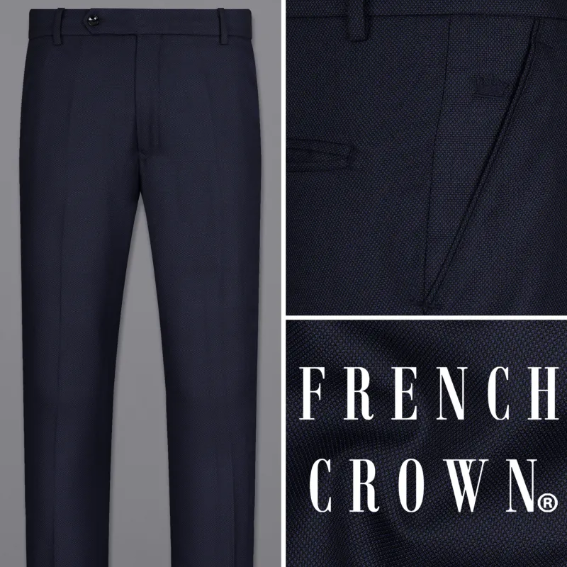 Tagora Blue and Bunker Black Wool Rich Pant sold by French Crown