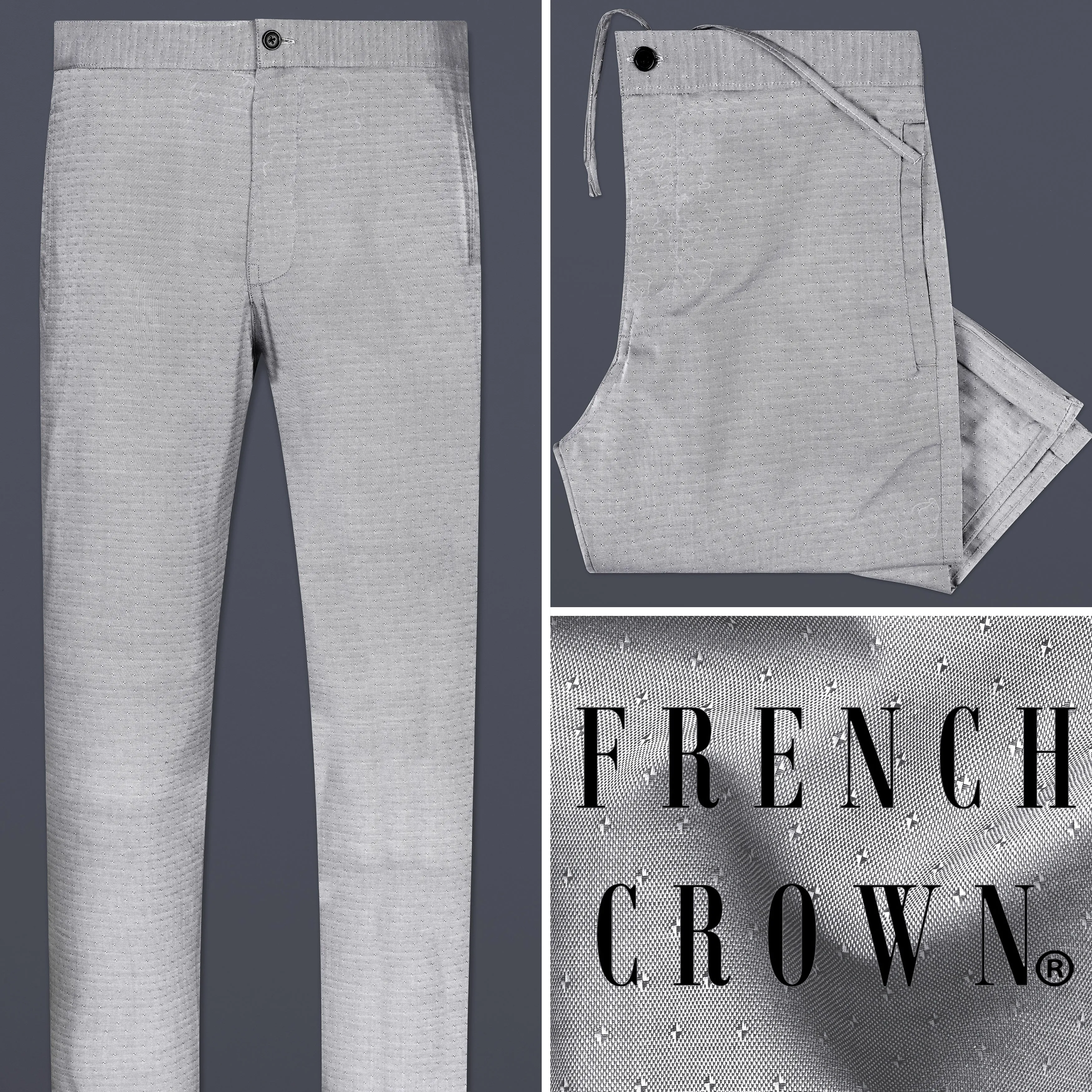 Silver Chalice Gray Dobby Textured premium Cotton Lounge Pant sold by French Crown