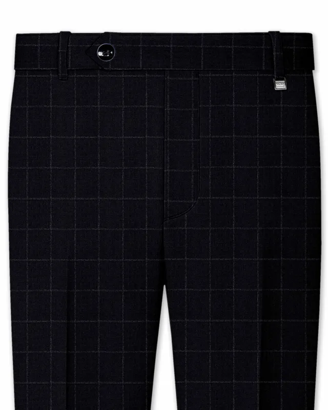 Log Cabin Black Super fine  Windowpane Wool Rich Pant sold by French Crown