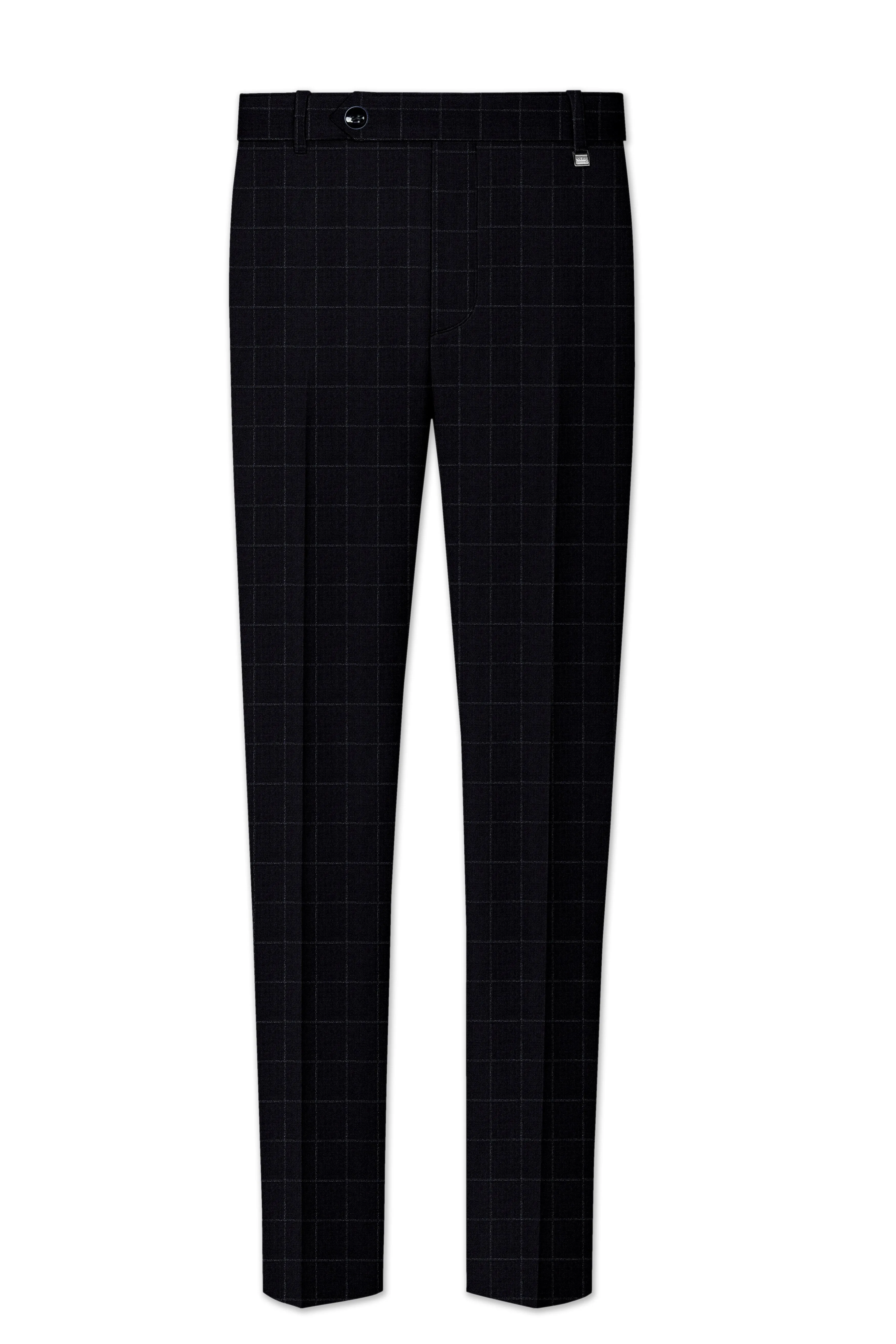 Log Cabin Black Super fine Windowpane Wool Rich Pant sold by French Crown product image thumbnail 2