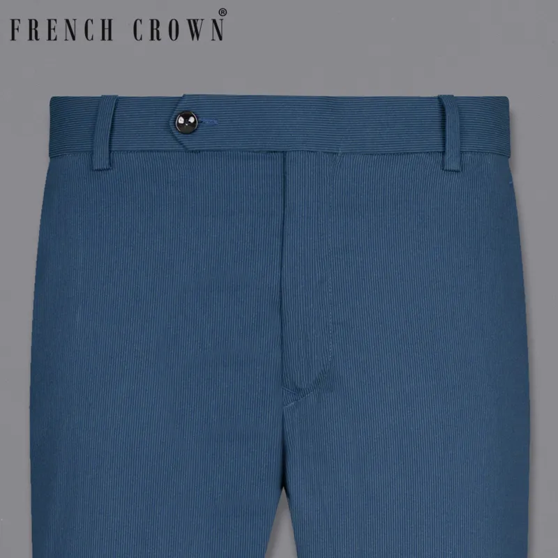 San Juan Blue Subtle Striped Premium Cotton Sports Pant sold by French Crown