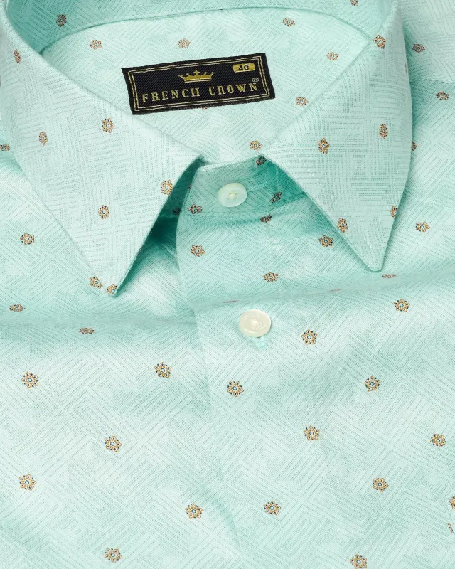Scandal Green Fret Printed Super Soft Premium Cotton Shirt sold by French Crown