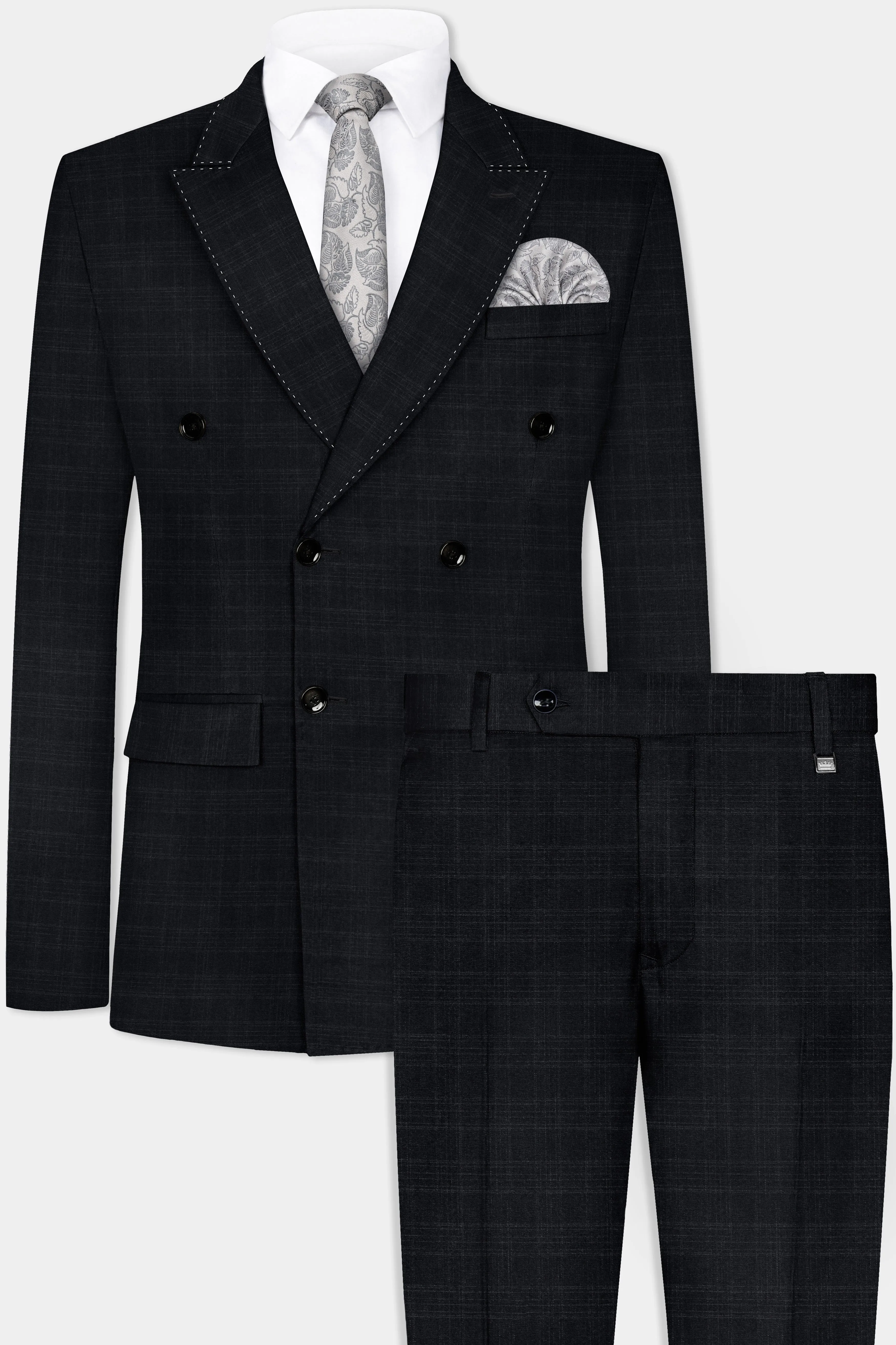 Racing Gray Plaid Wool Blend Double Breasted Suit sold by French Crown product image thumbnail 2