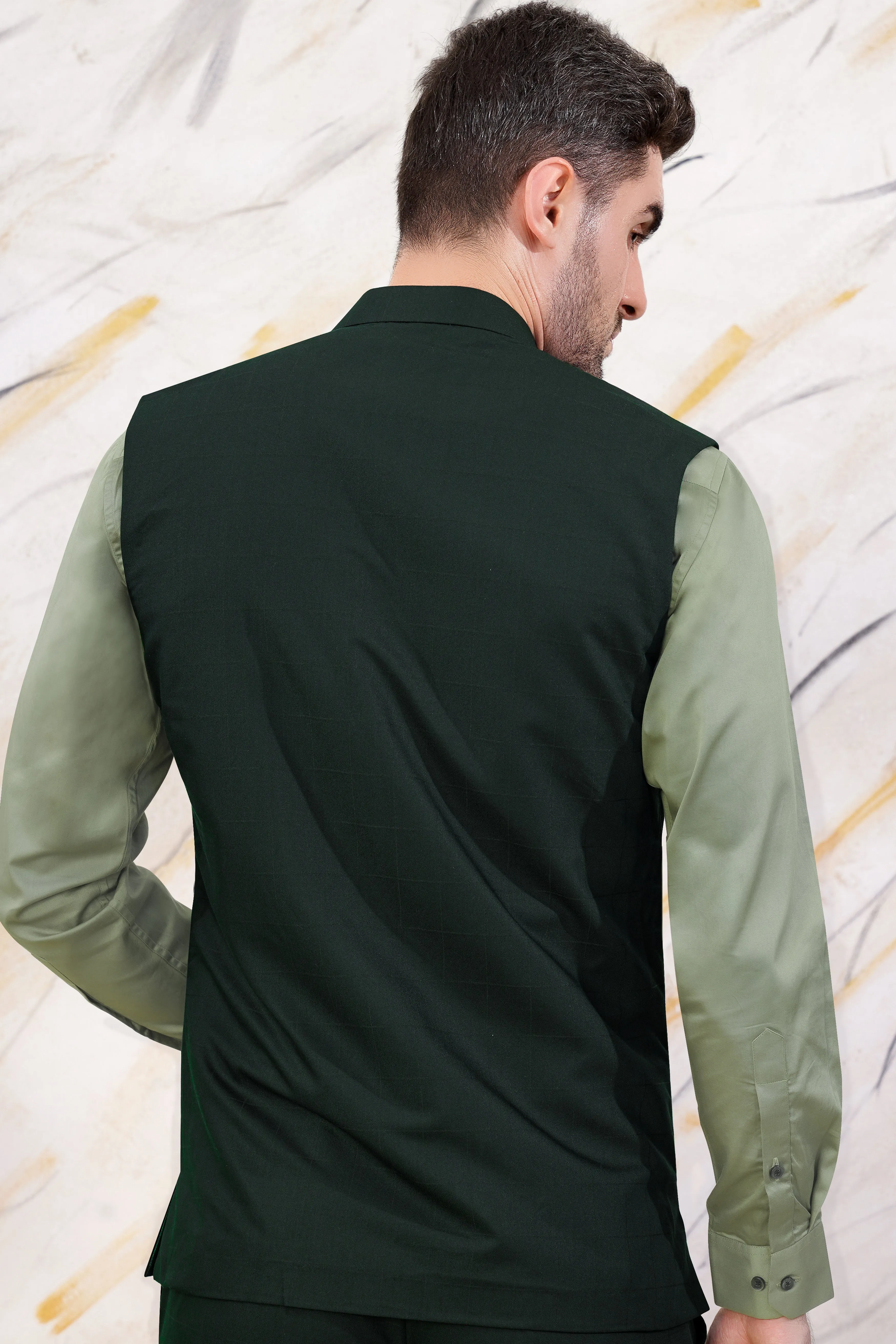 Sacramento Green Wool Rich Nehru Jacket sold by French Crown product image thumbnail 4