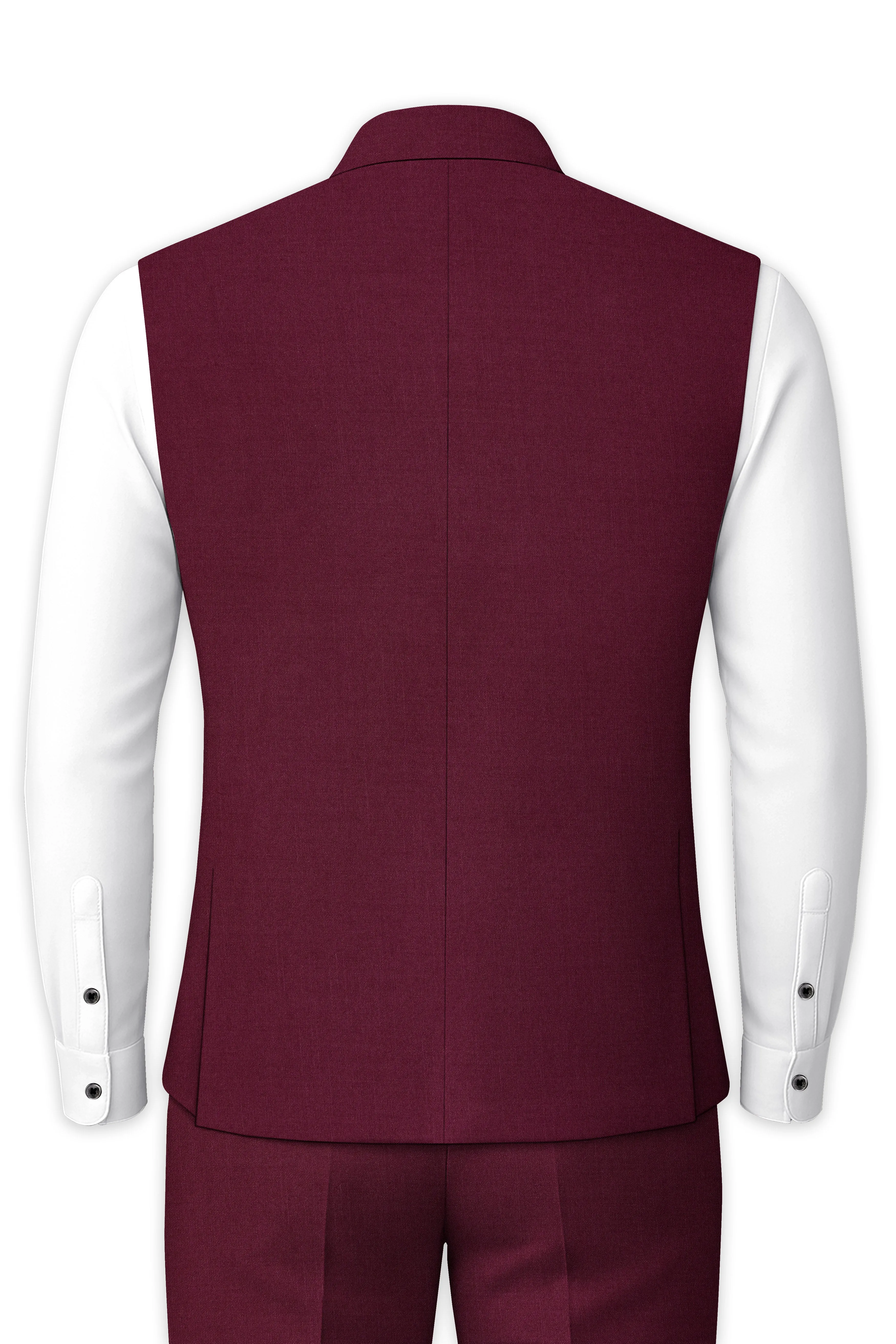 Bordeaux Maroon Wool Rich Nehru Jacket sold by French Crown product image thumbnail 4
