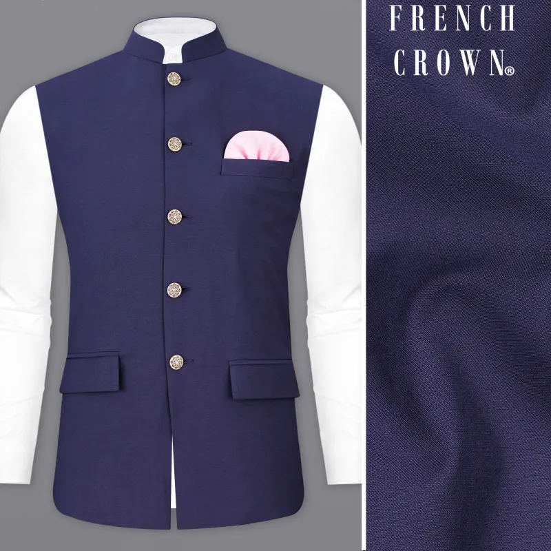 Martinique Blue Designer Nehru Jacket sold by French Crown