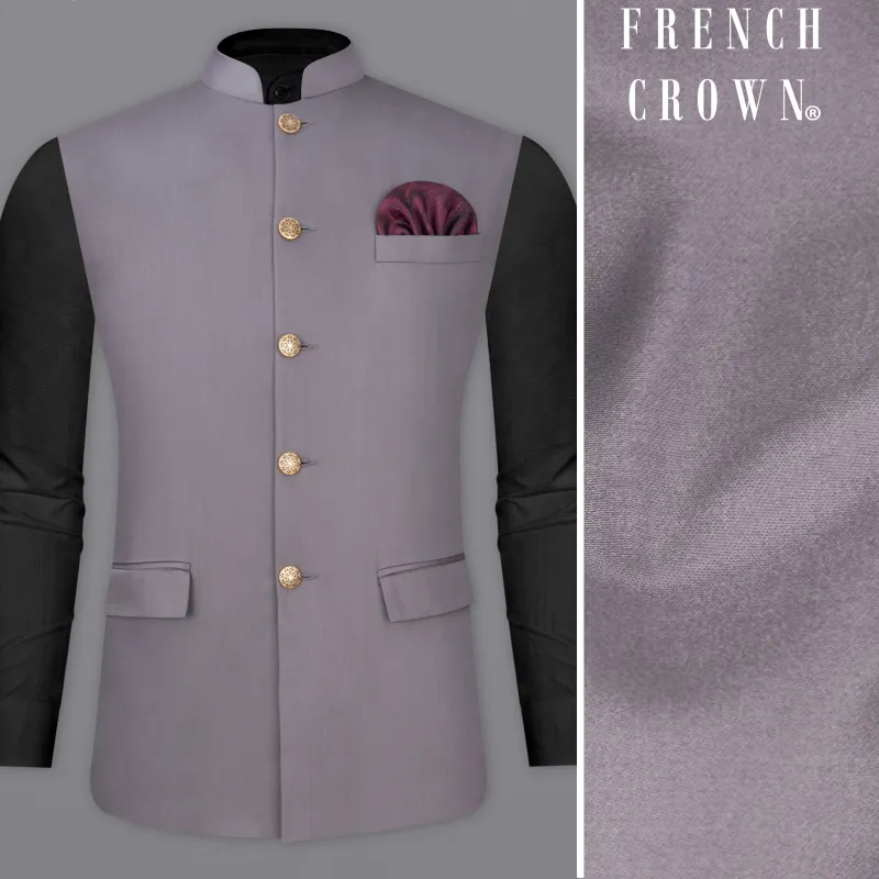 Light Gray Subtle Sheen Textured Nehru Jacket sold by French Crown