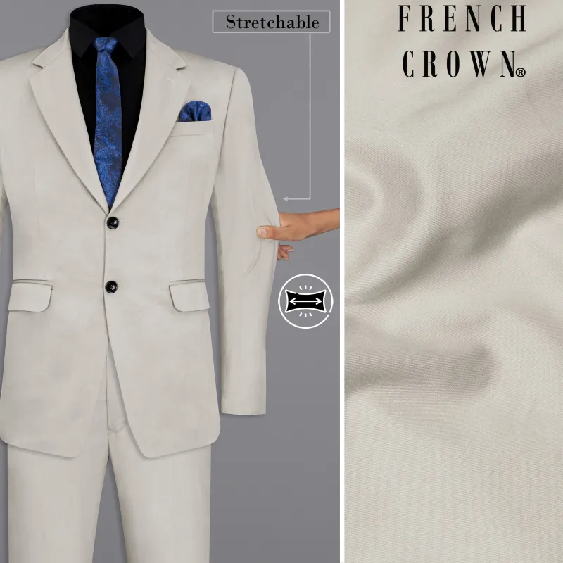 Sisal Light Gray Stretchable Premium Cotton traveler Suit sold by French Crown