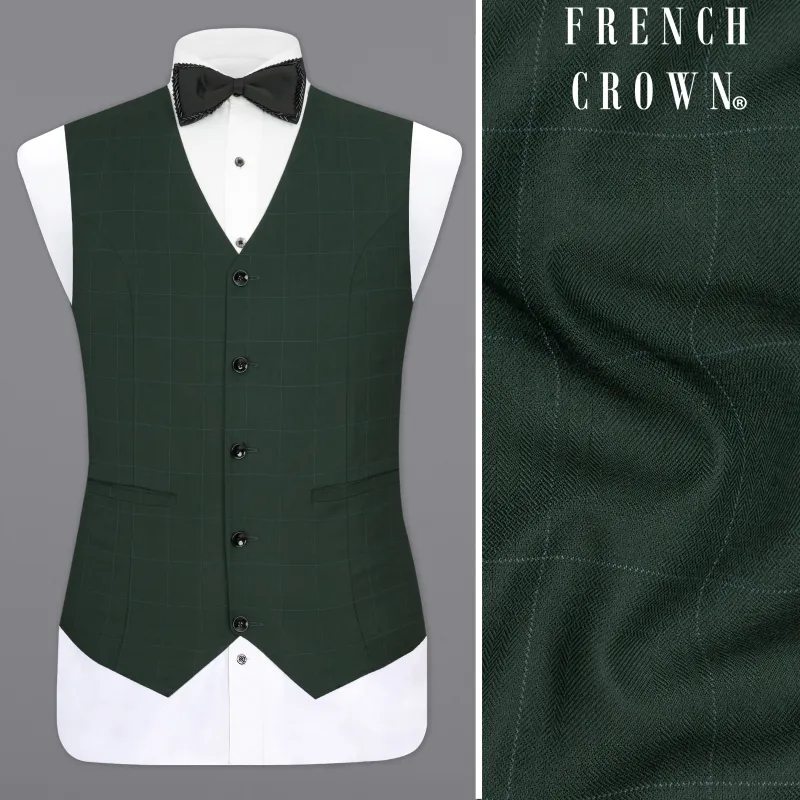 Gunmetal Green Plaid Waistcoat sold by French Crown
