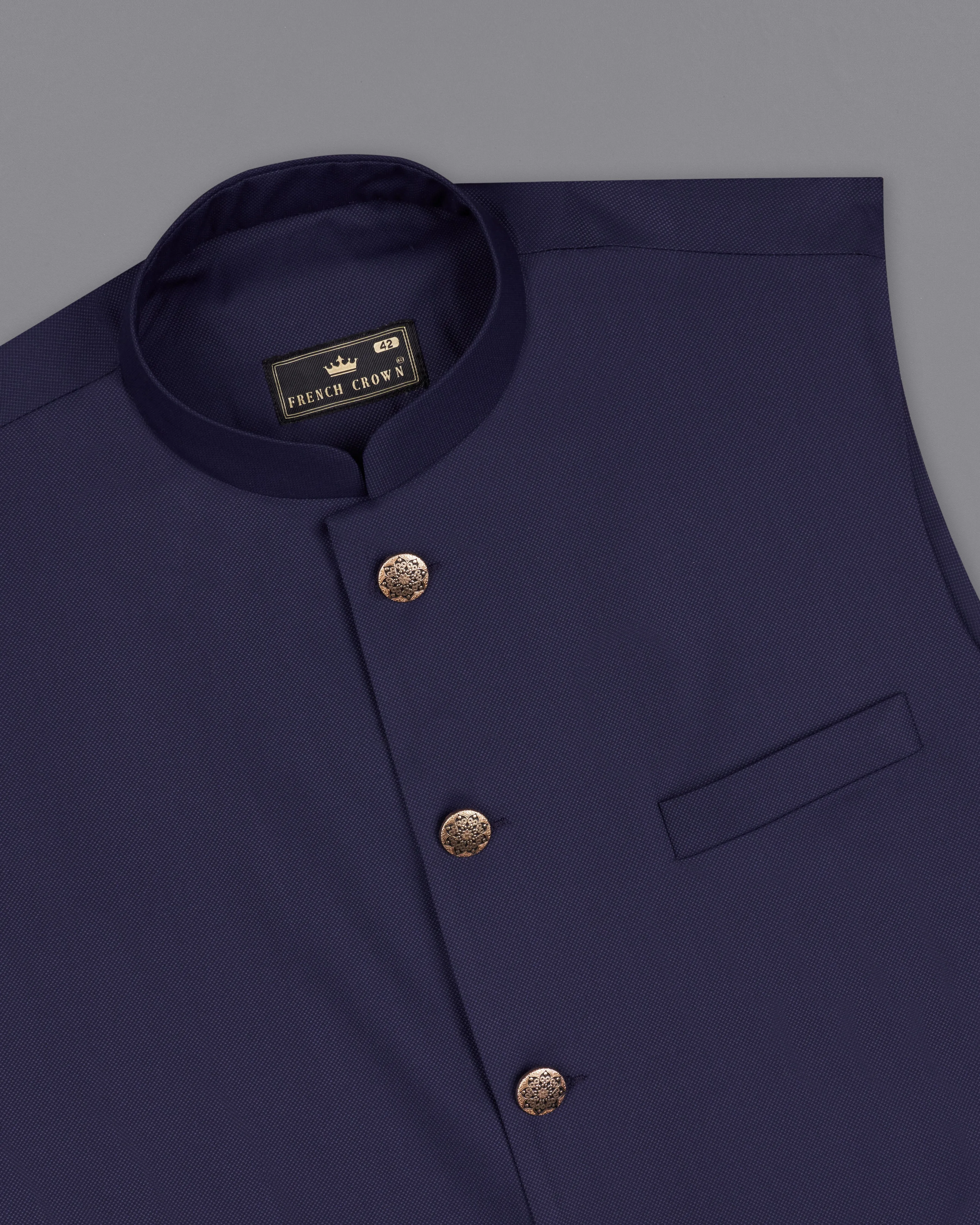 Ebony Clay Blue Nehru Jacket sold by French Crown product image thumbnail 4