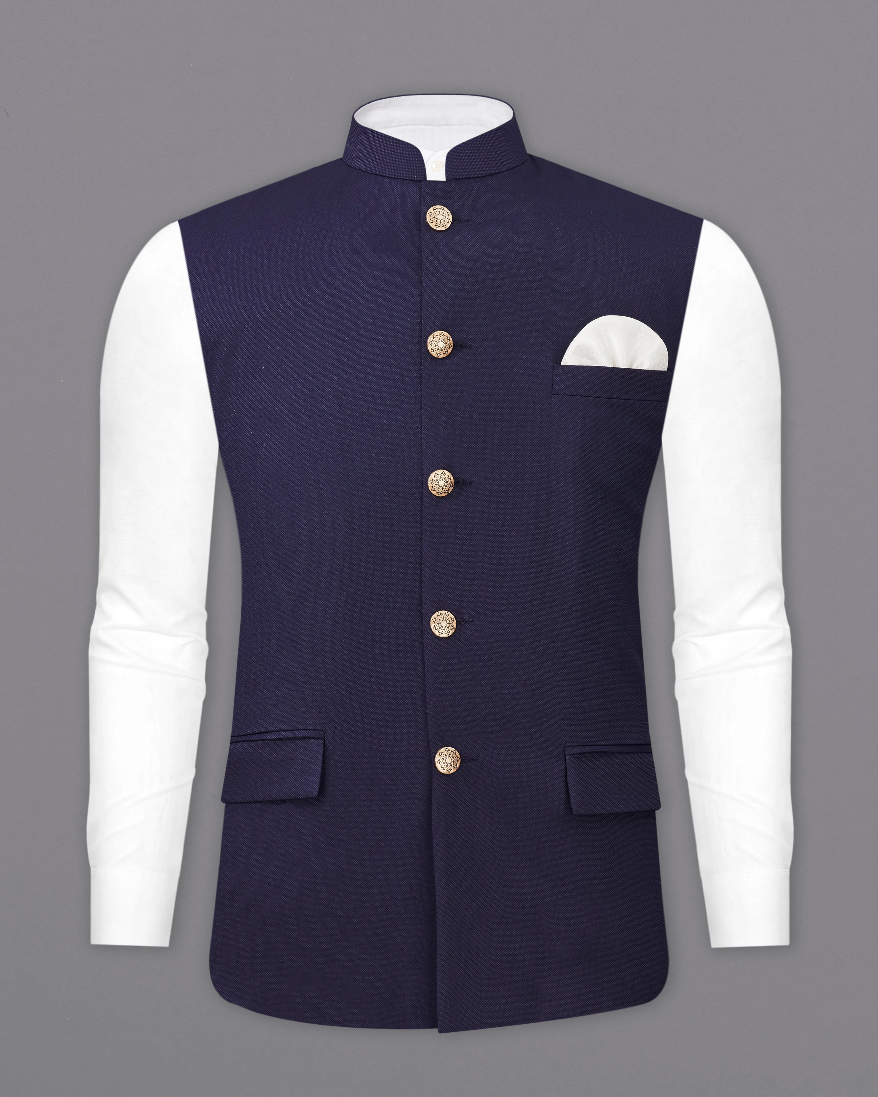 Ebony Clay Blue Nehru Jacket sold by French Crown product image thumbnail 2