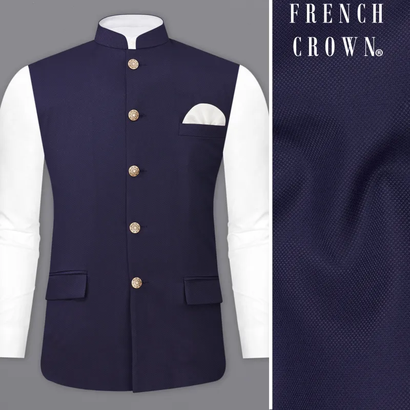 Ebony Clay Blue  Nehru Jacket sold by French Crown