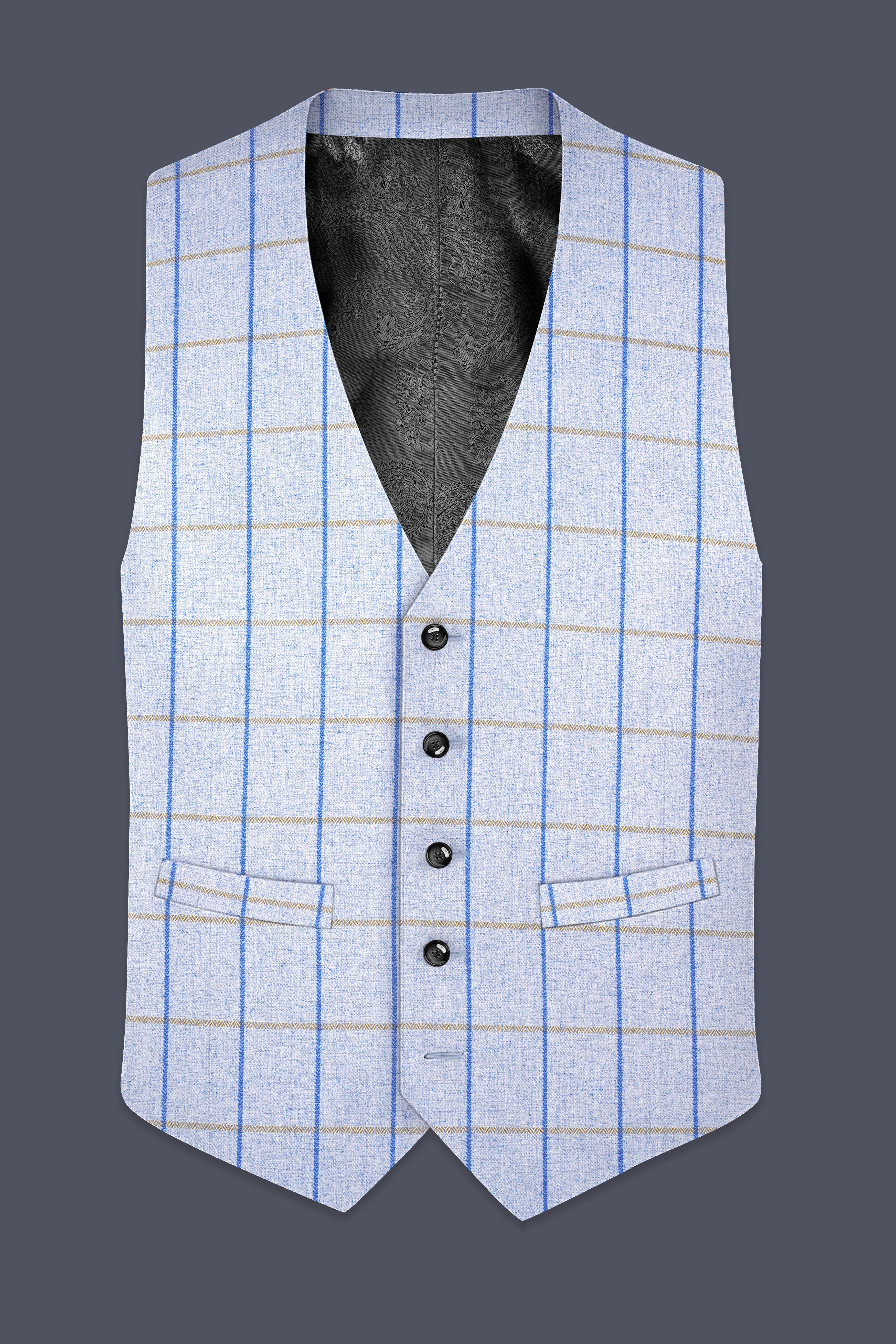 Mobster Blue Checkered Designer Waistcoat sold by French Crown product image thumbnail 2
