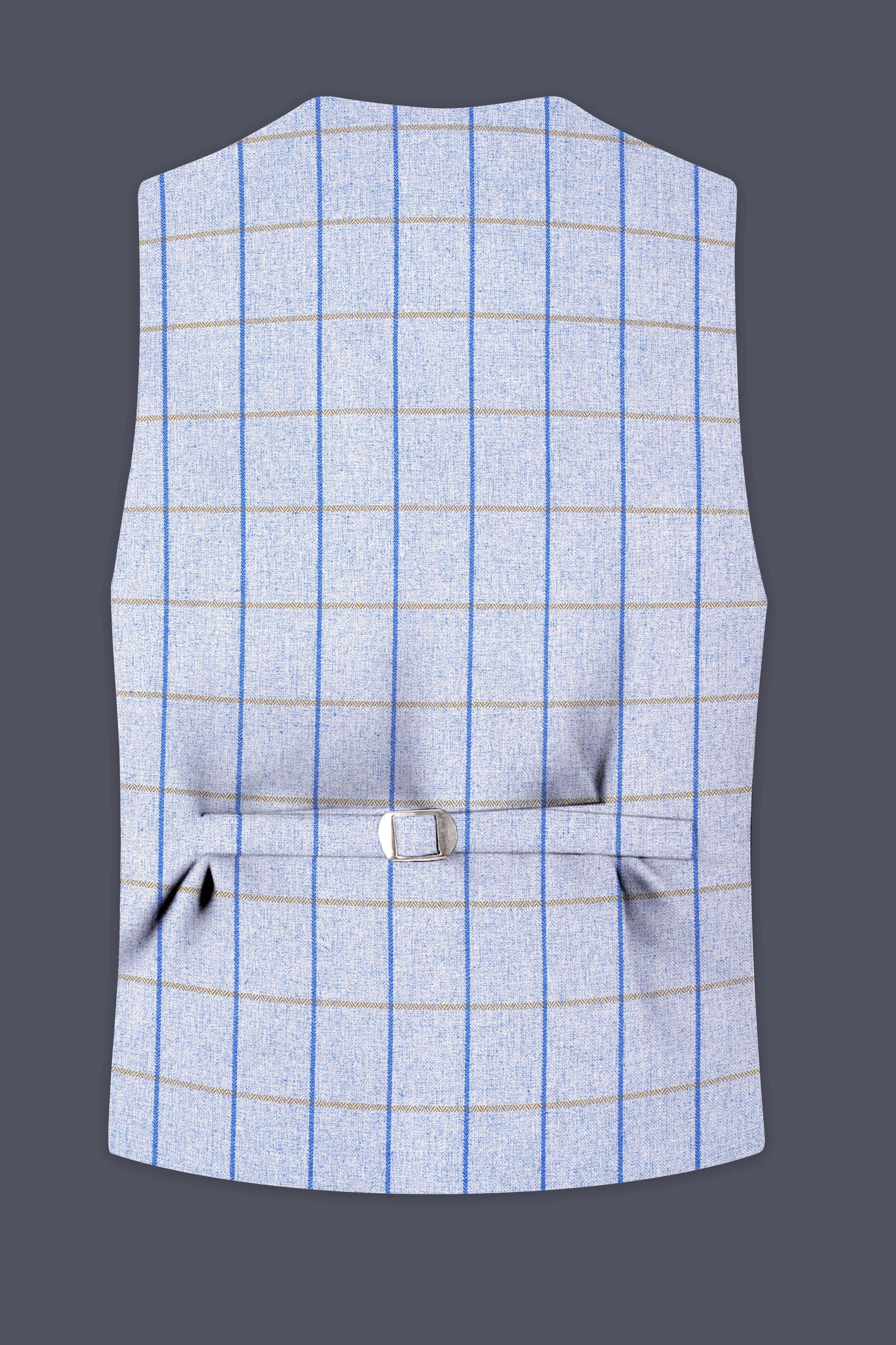 Mobster Blue Checkered Designer Waistcoat sold by French Crown product image thumbnail 4