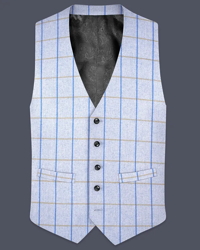 Mobster Blue Checkered Designer Waistcoat sold by French Crown